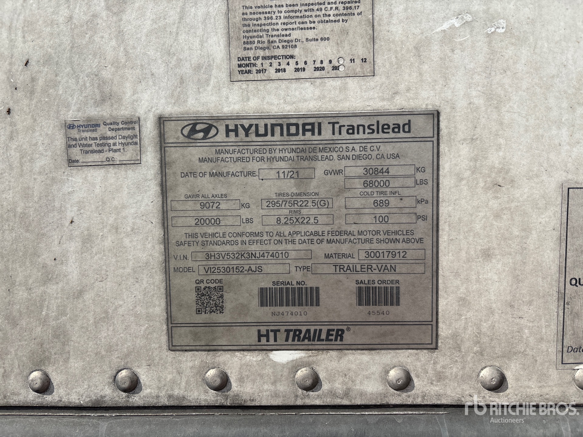 General Appearance with Serial Number / VIN