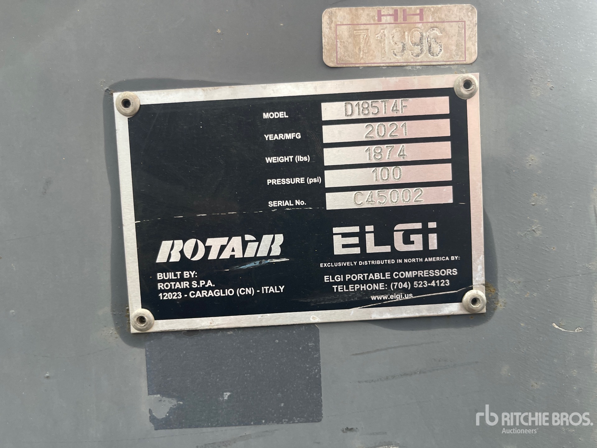 General Appearance with Unit Serial Number
