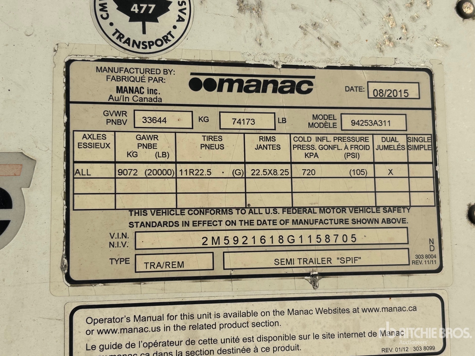 General Appearance with Serial Number / VIN