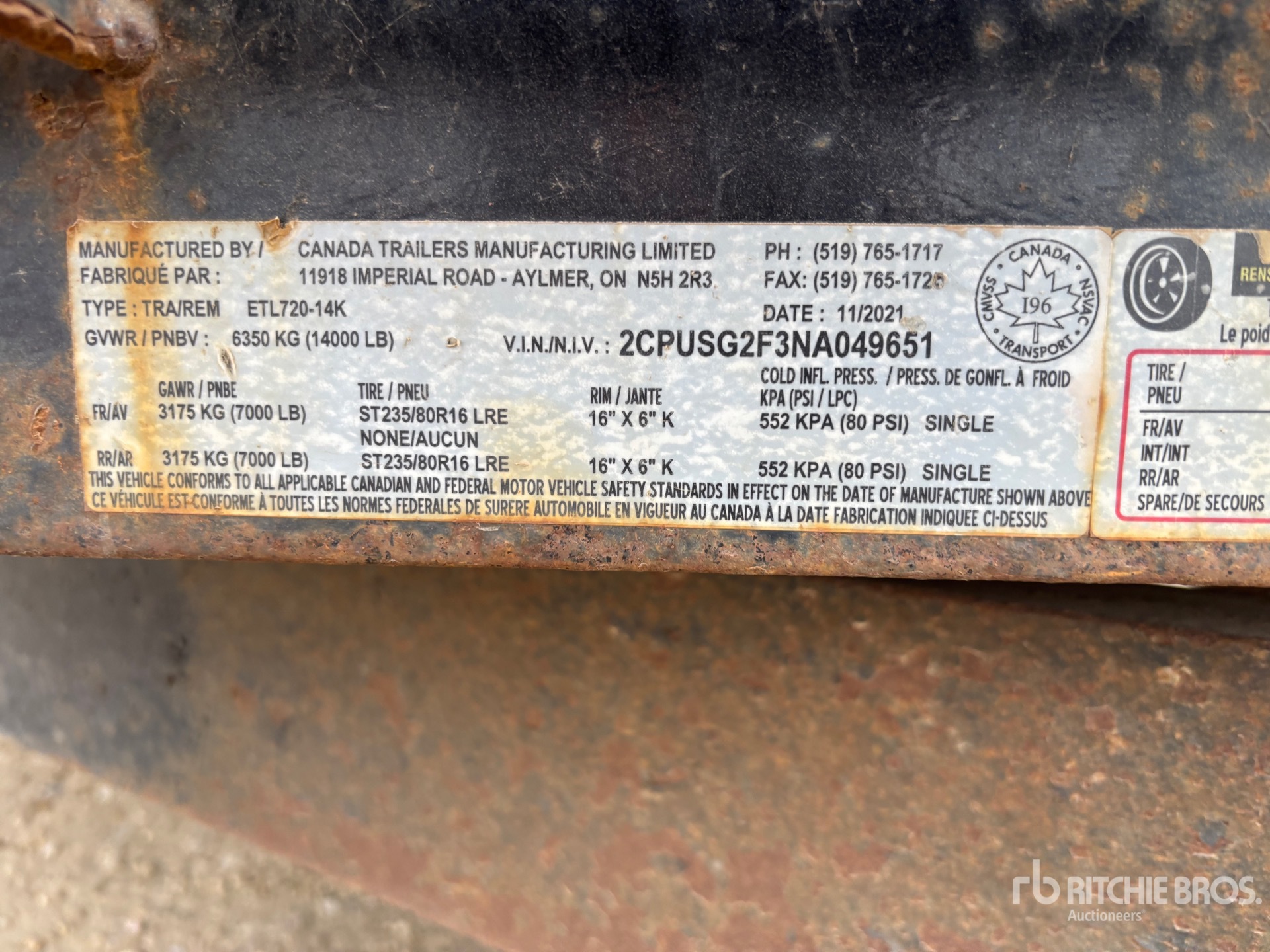 General Appearance with Serial Number / VIN