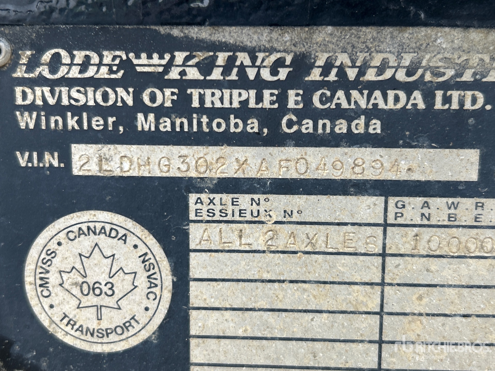 General Appearance with Serial Number / VIN