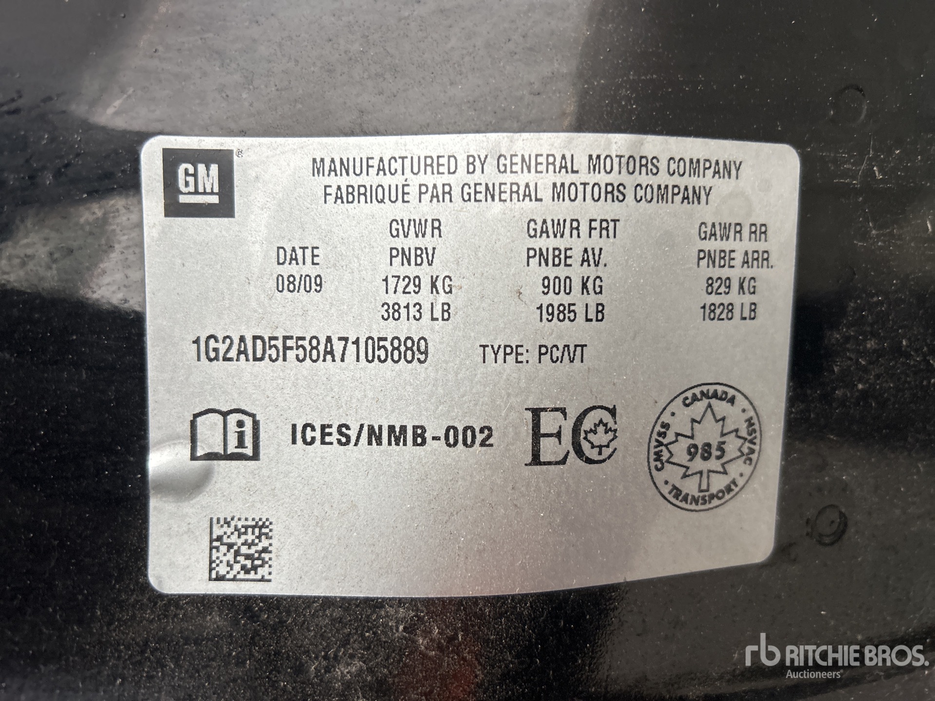 General Appearance with Serial Number / VIN