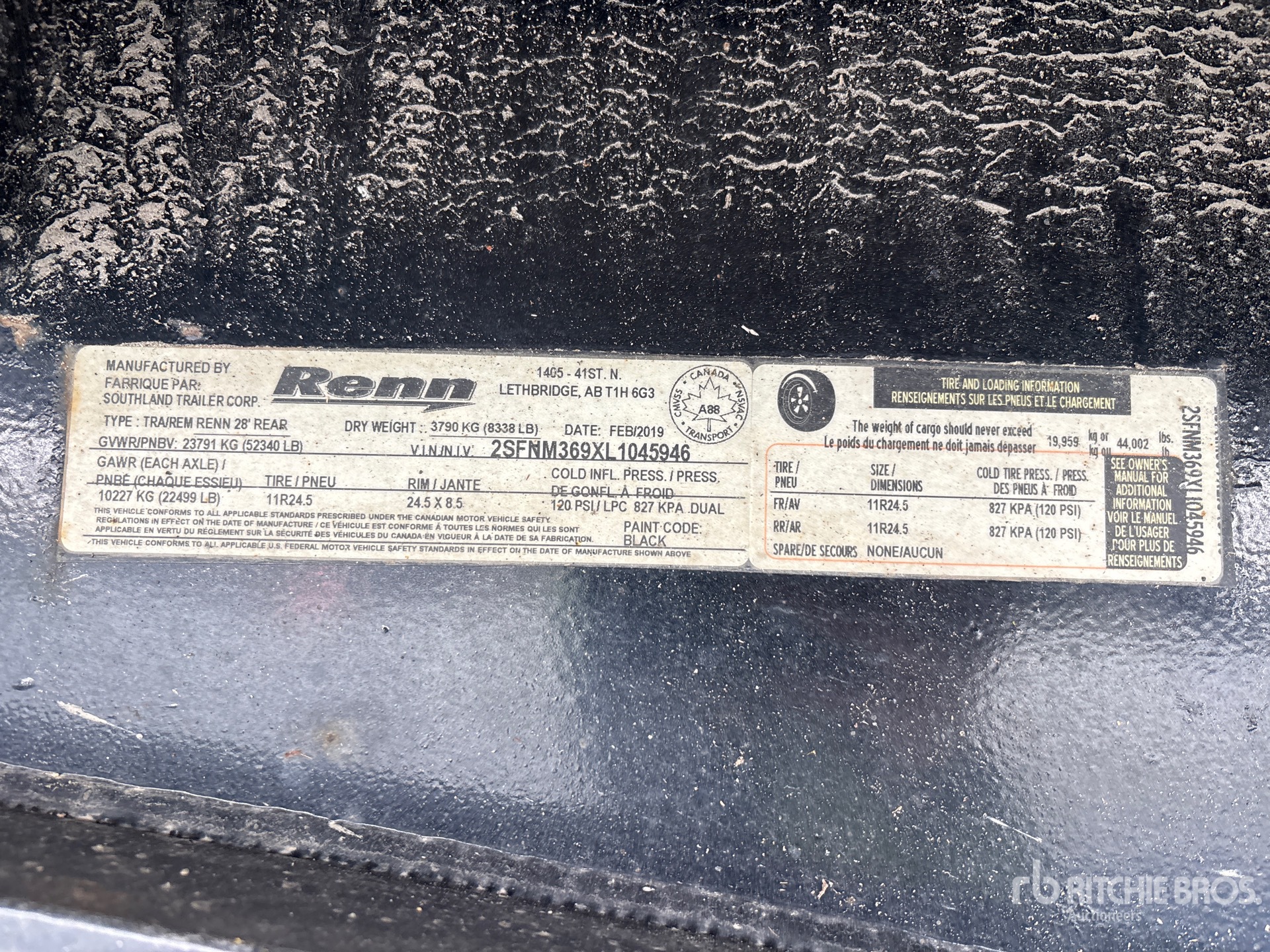 General Appearance with Serial Number / VIN