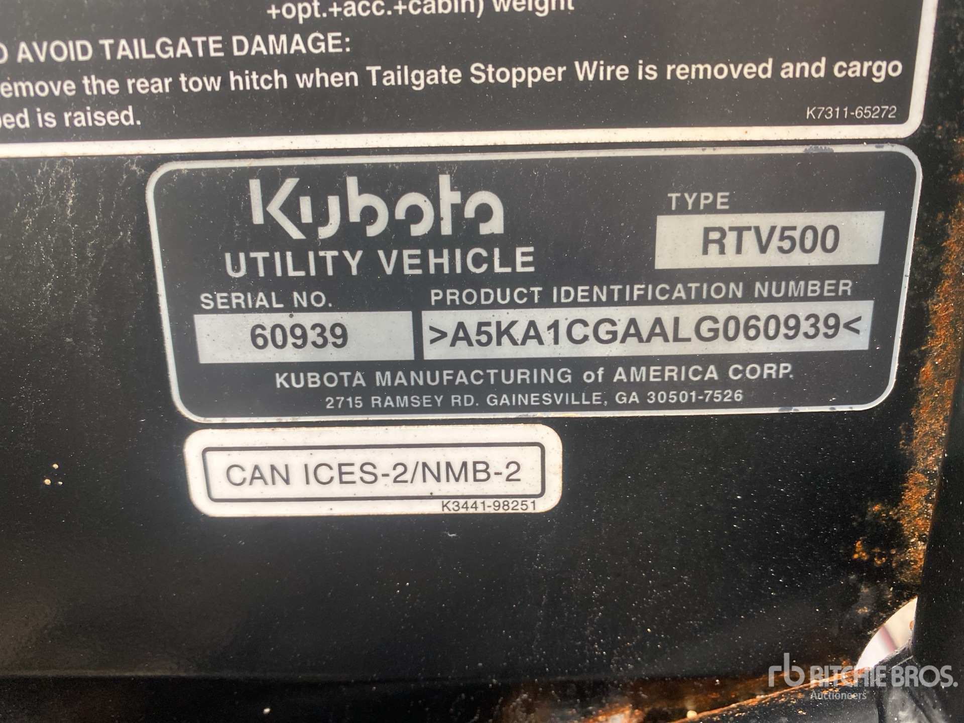 General Appearance with Serial Number / VIN