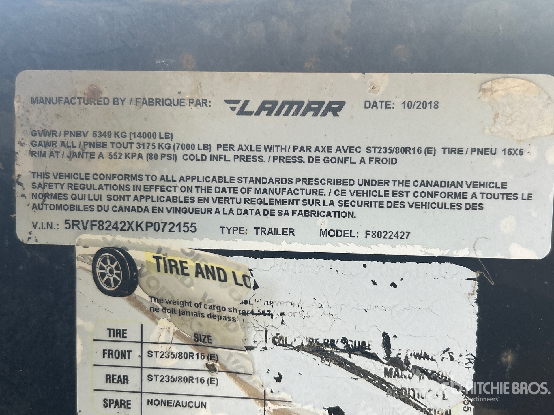 General Appearance with Serial Number / VIN