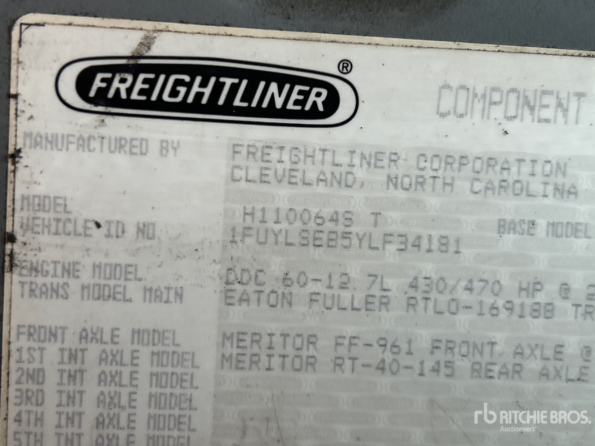 General Appearance with Serial Number / VIN