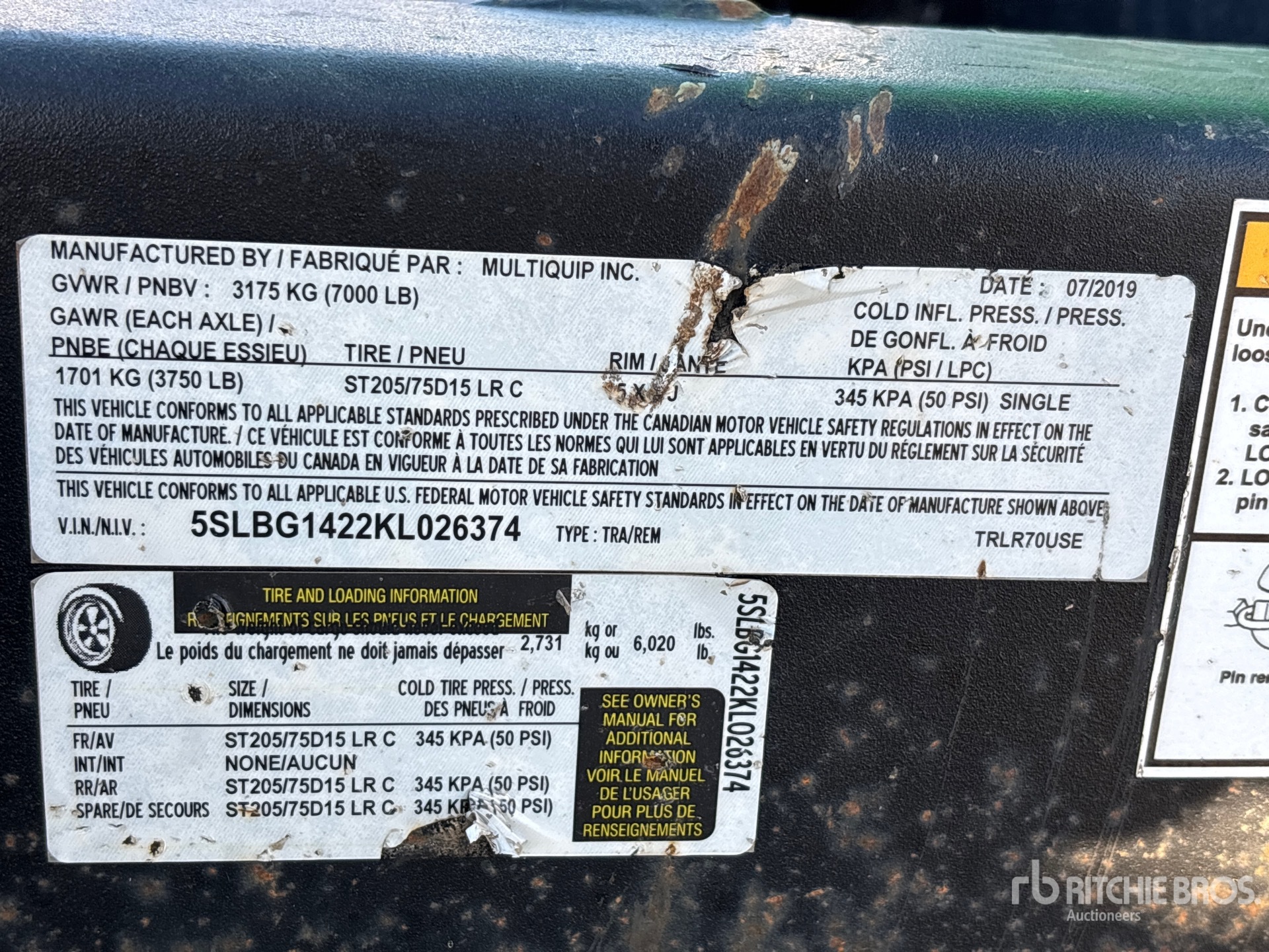 General Appearance with Serial Number / VIN