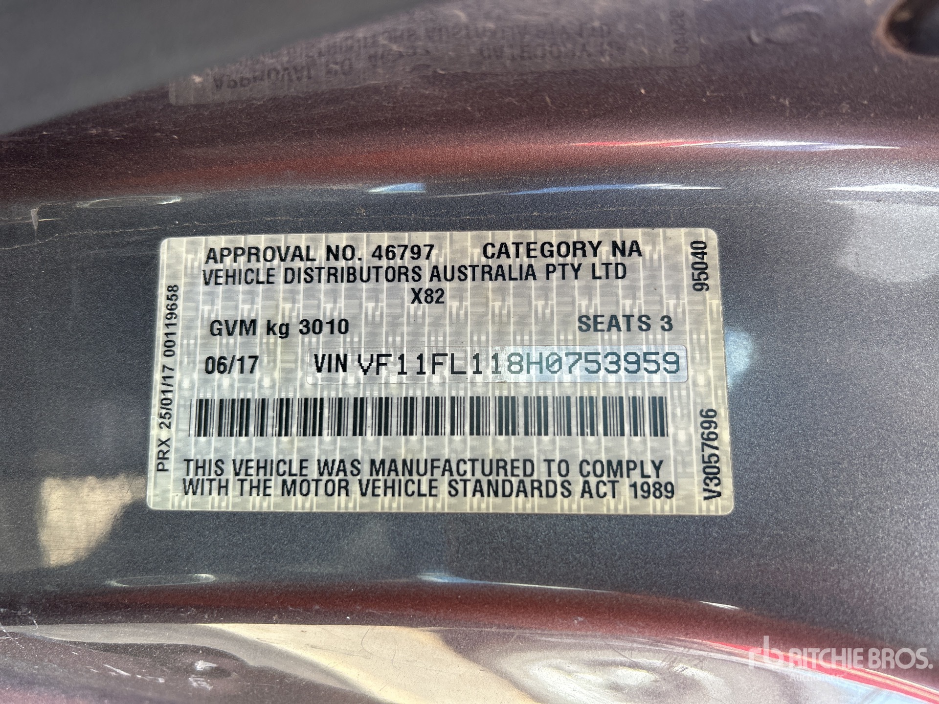 General Appearance with Serial Number / VIN