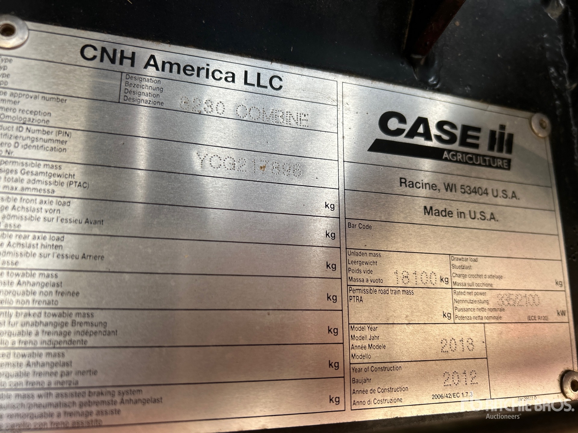 General Appearance with Serial Number / VIN