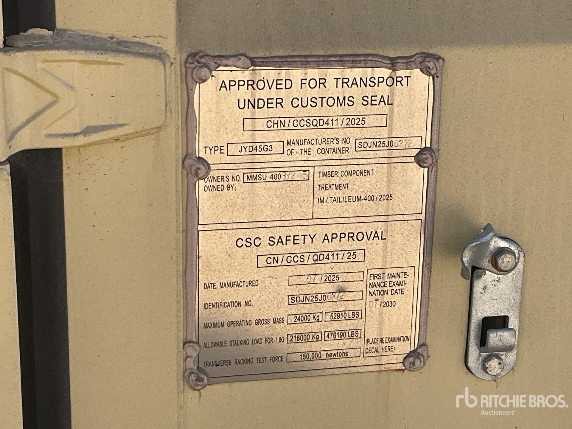 General Appearance with Serial Number / VIN