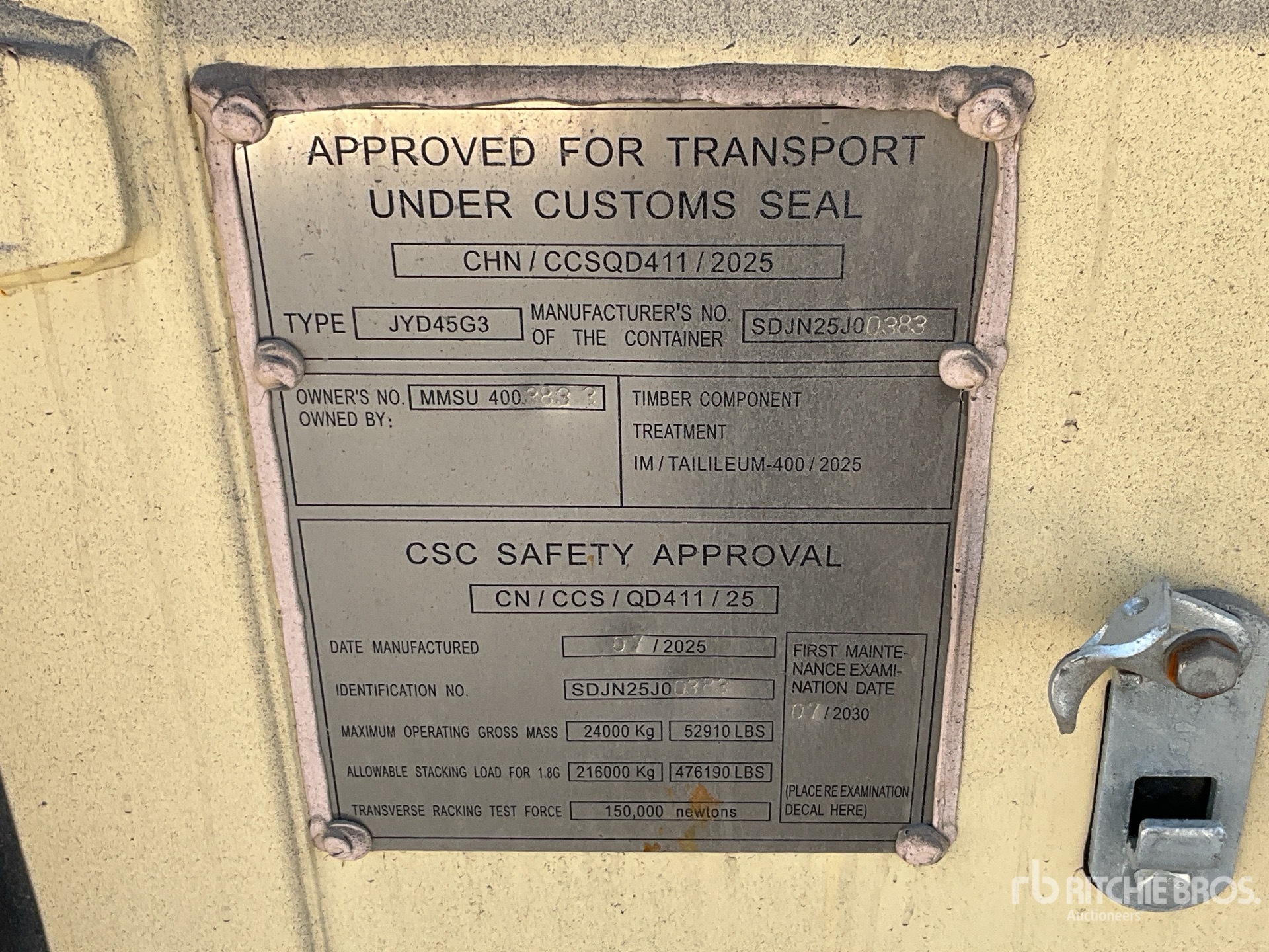 General Appearance with Serial Number / VIN