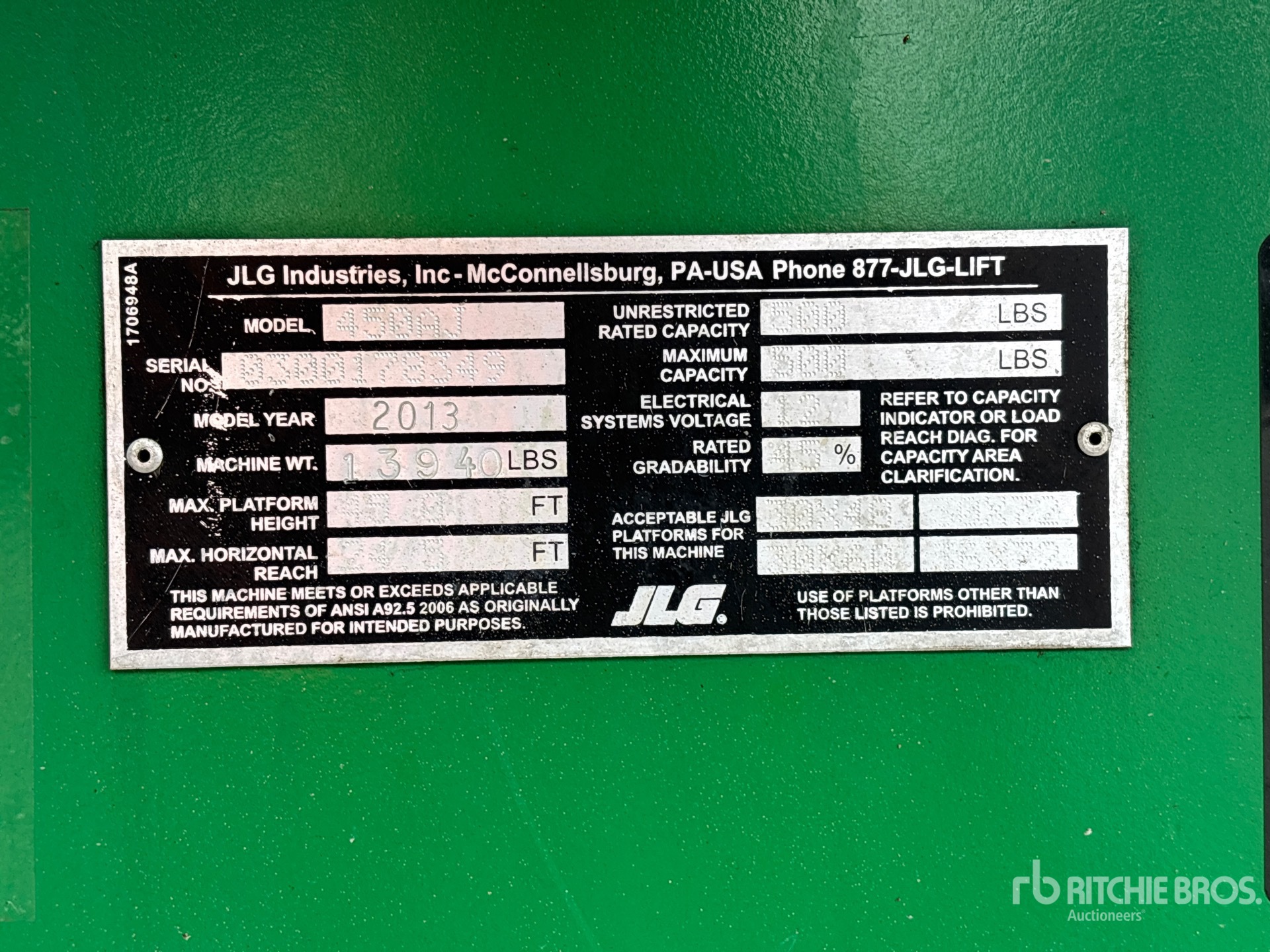 General Appearance with Serial Number / VIN