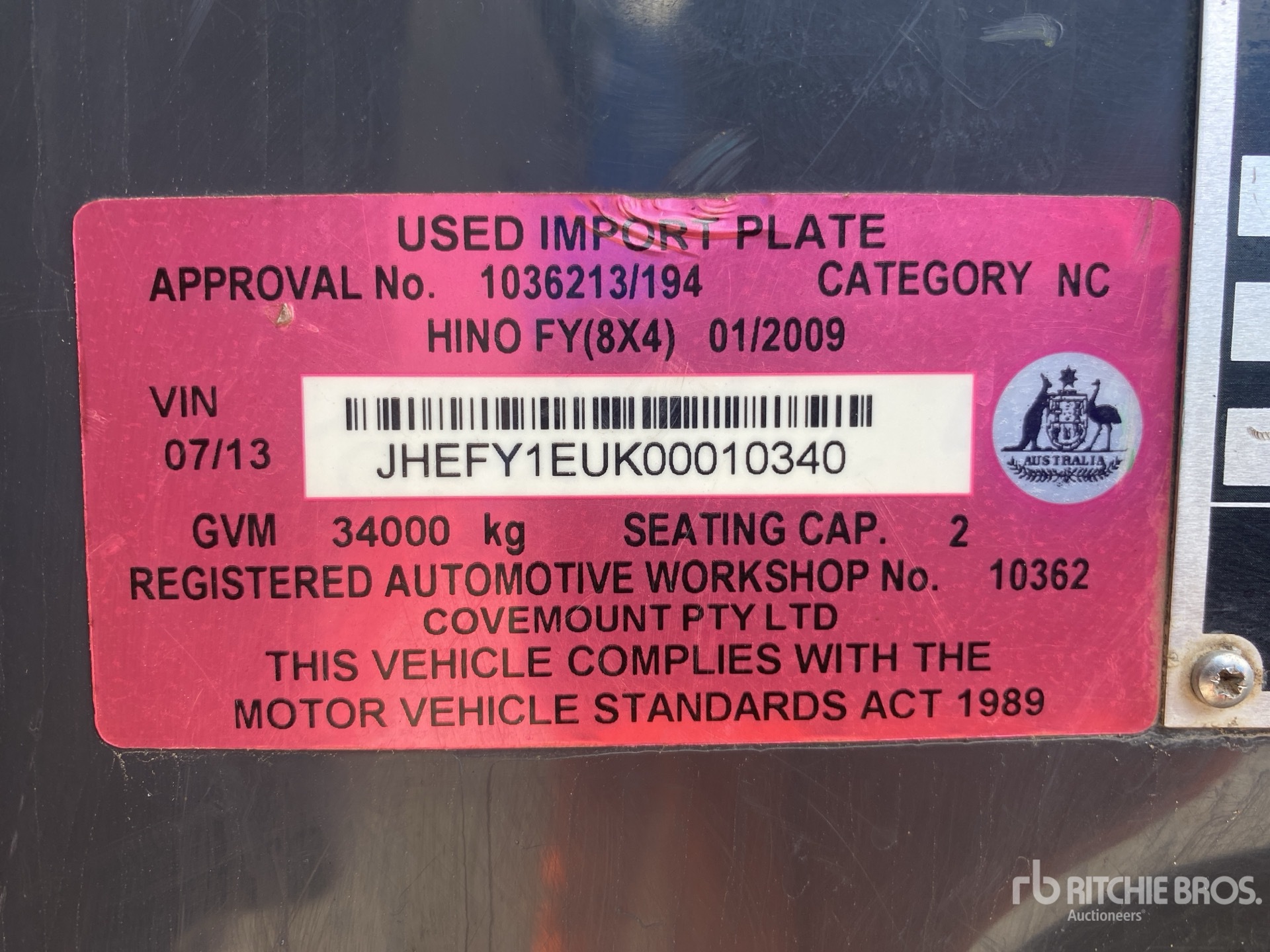 General Appearance with Serial Number / VIN