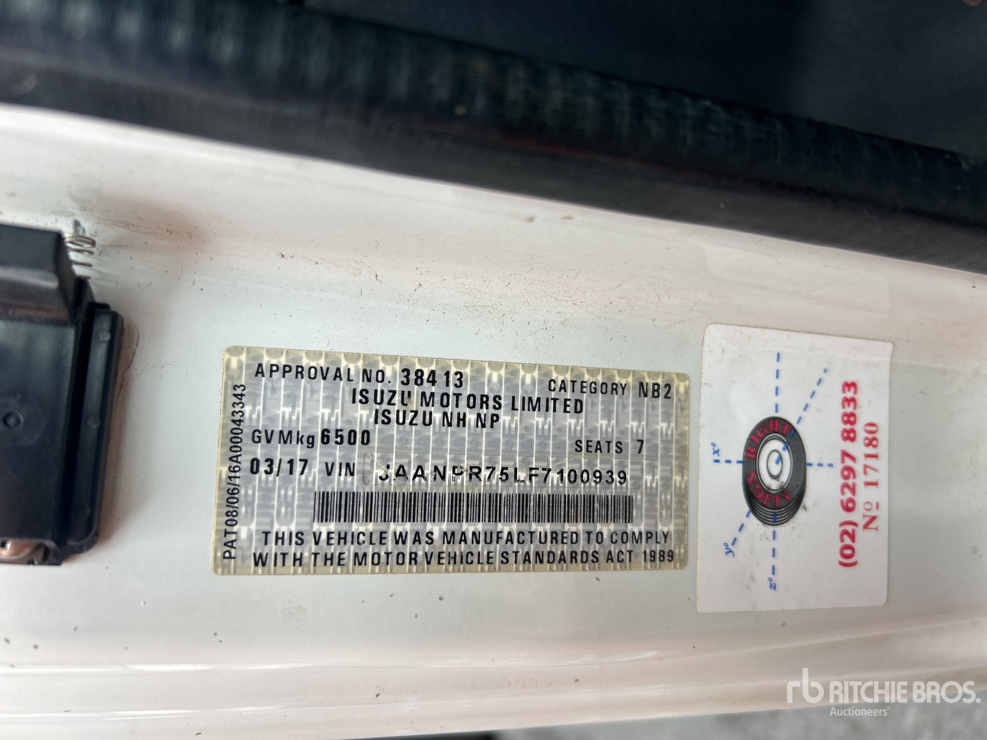 General Appearance with Serial Number / VIN