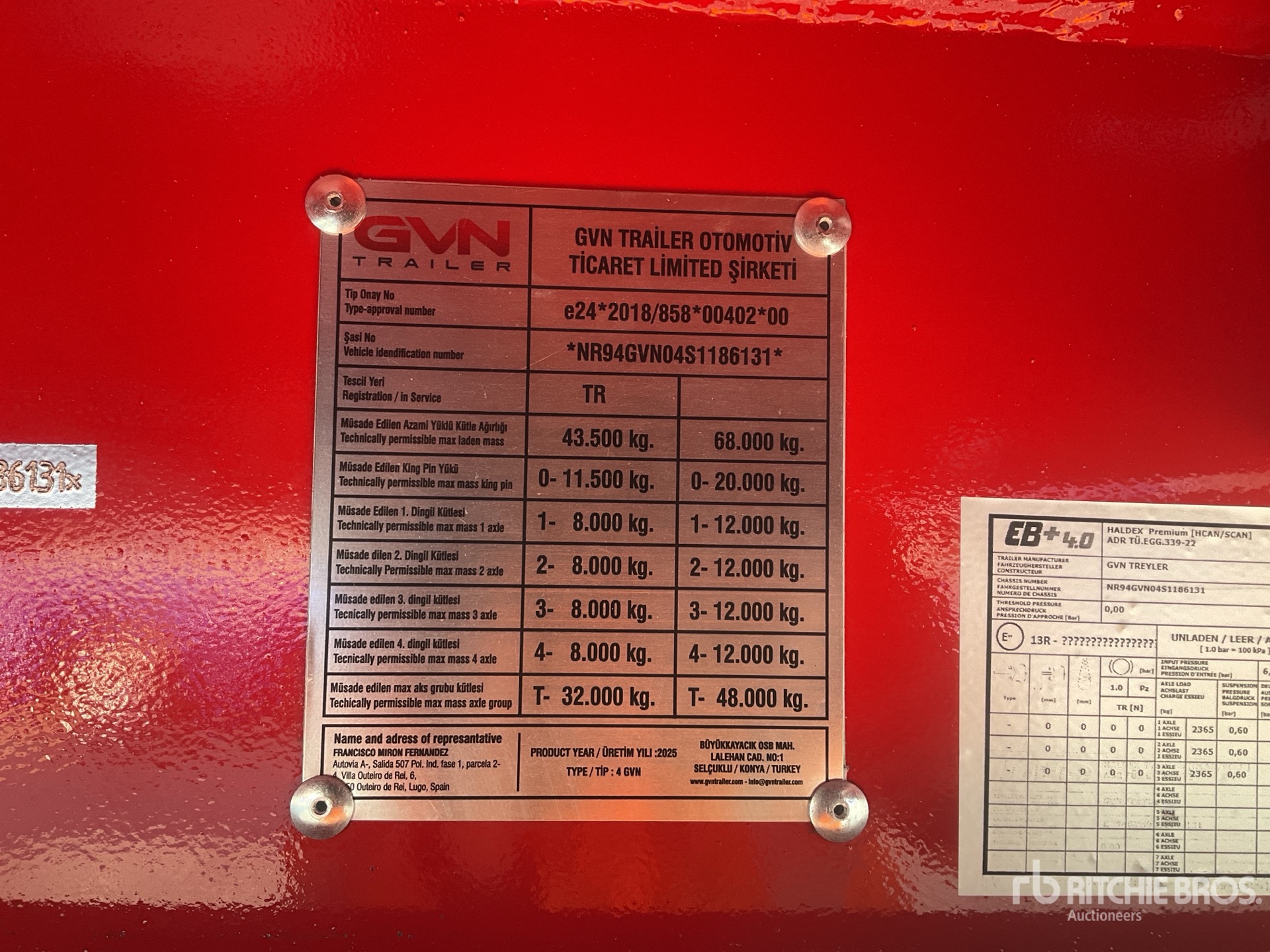 General Appearance with Serial Number / VIN