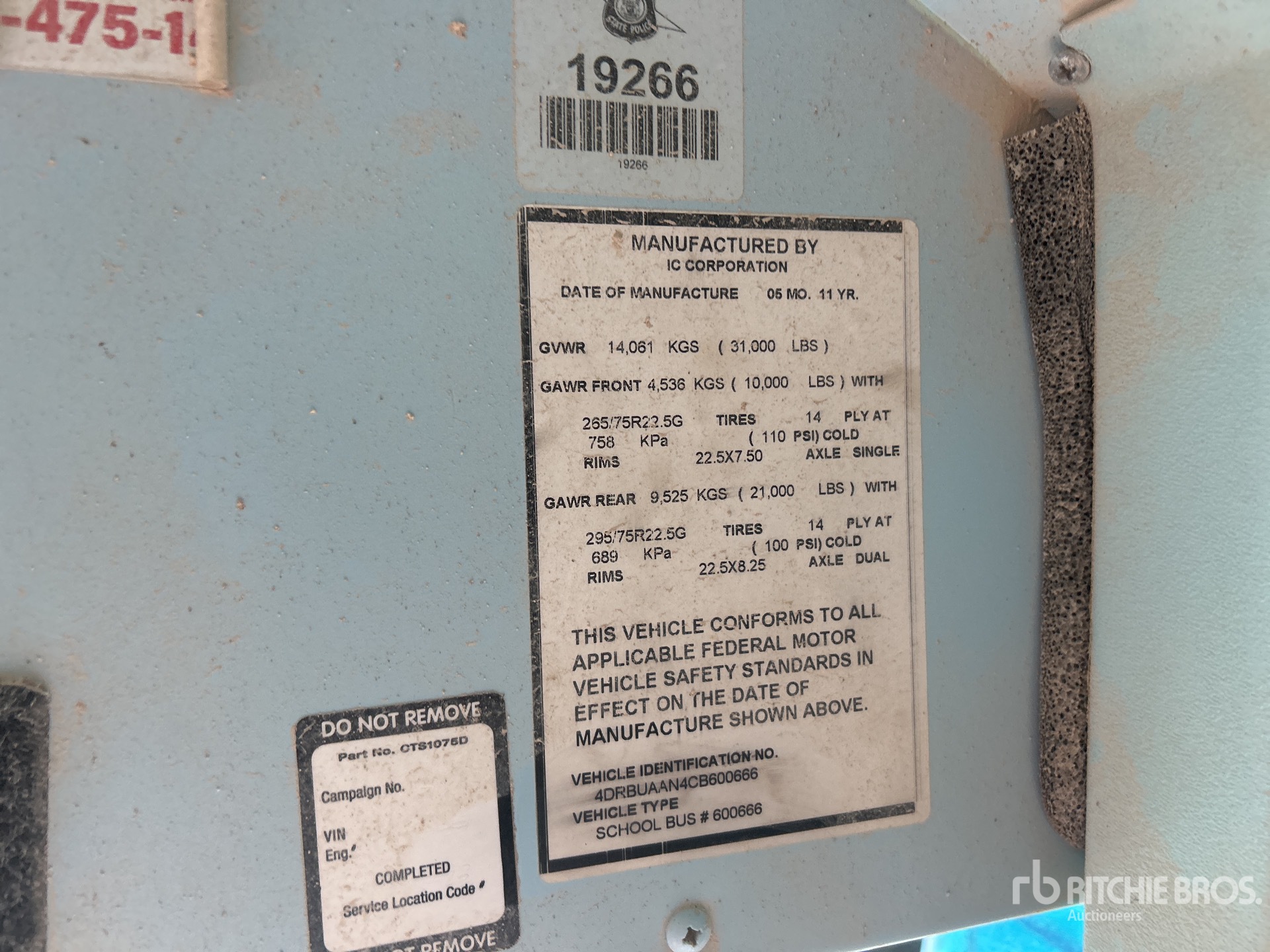 General Appearance with Serial Number / VIN