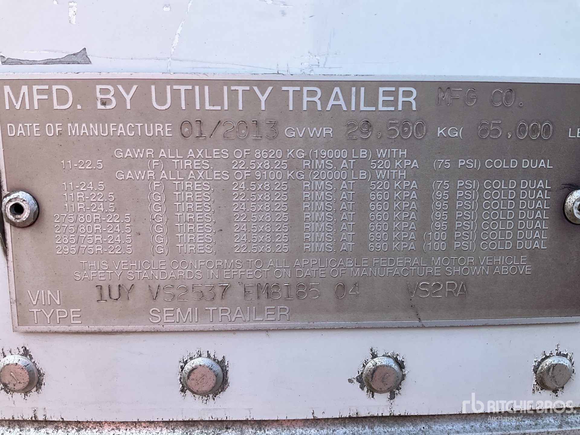 General Appearance with Serial Number / VIN