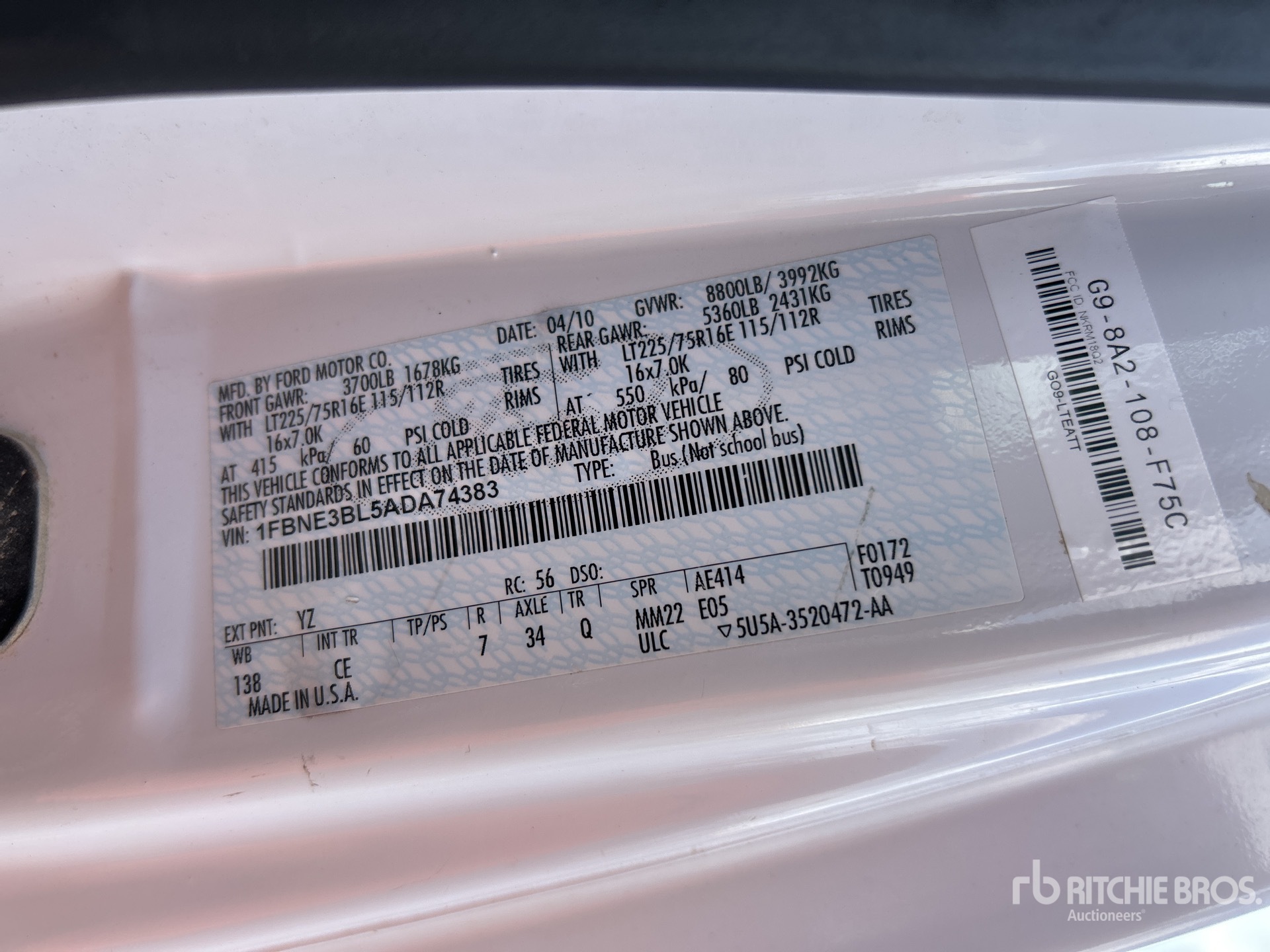 General Appearance with Serial Number / VIN