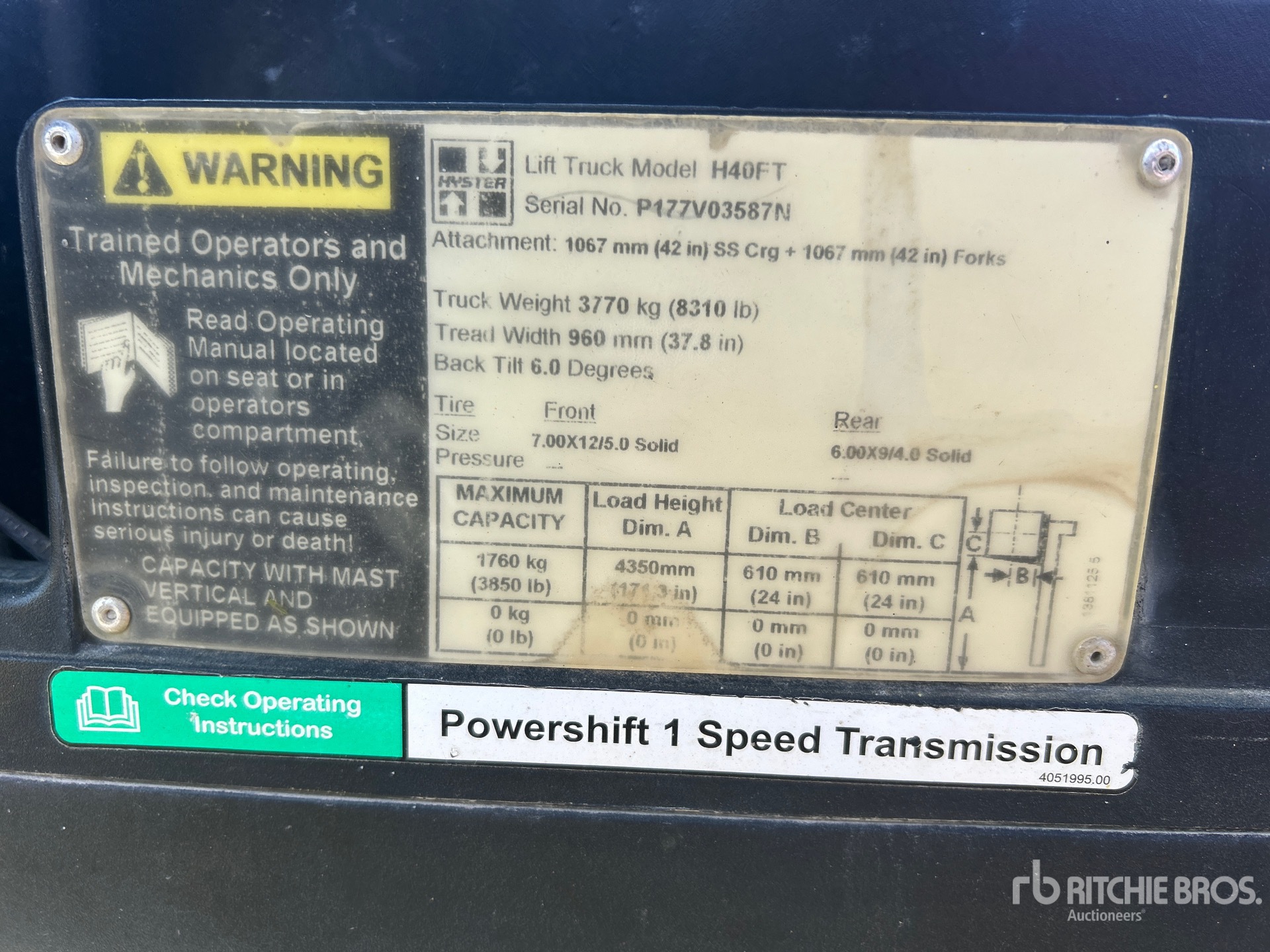 General Appearance with Serial Number / VIN