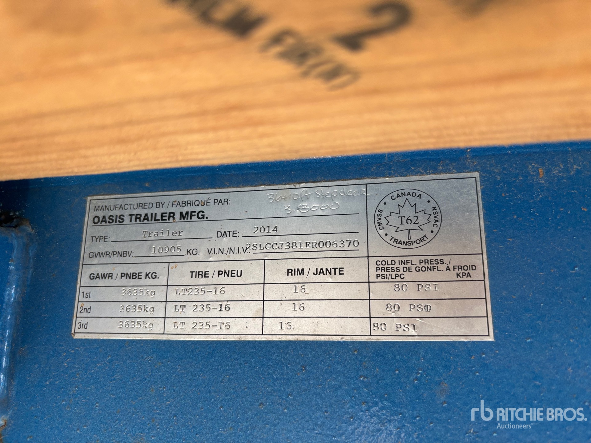 General Appearance with Serial Number / VIN