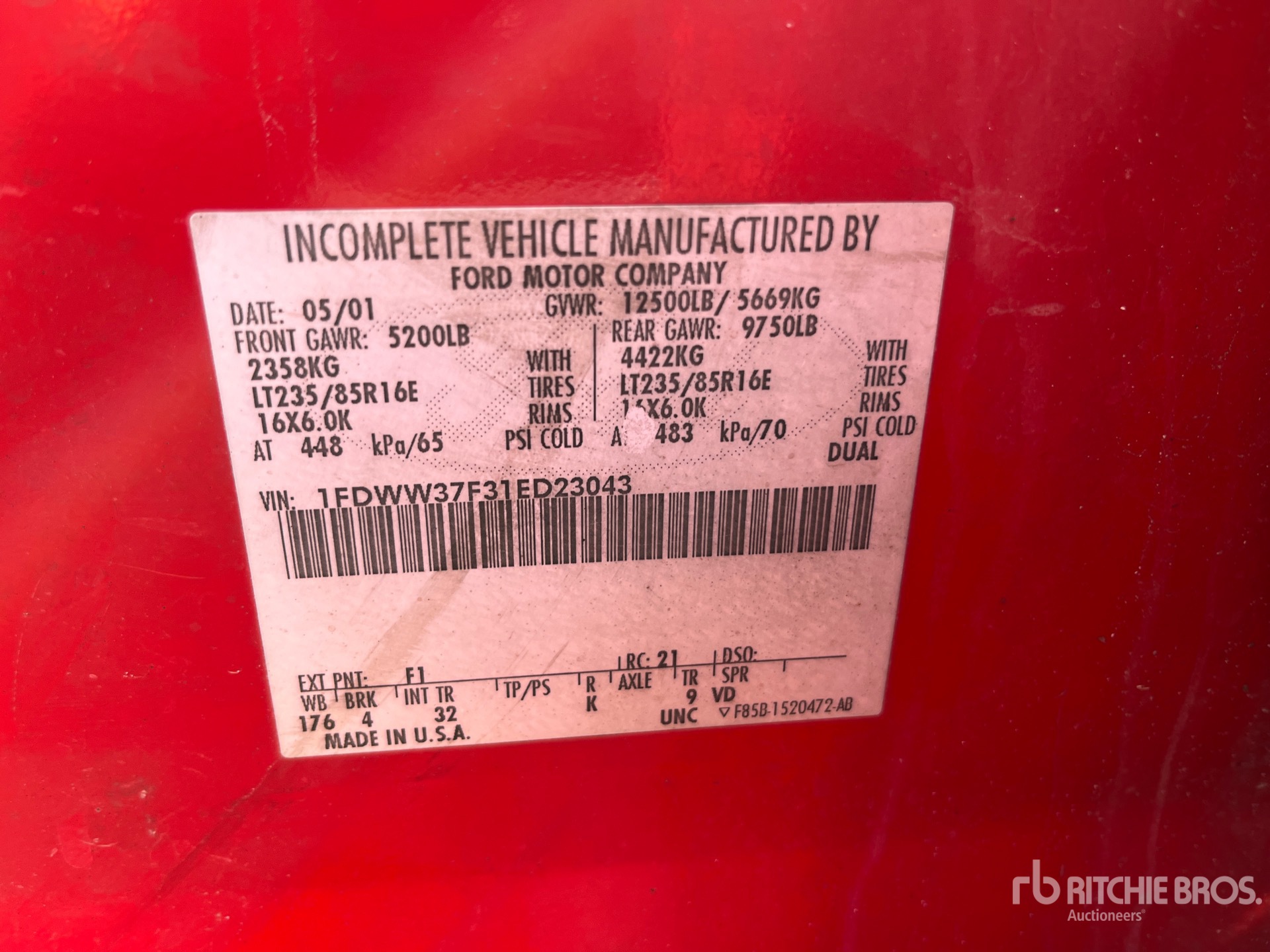 General Appearance with Serial Number / VIN