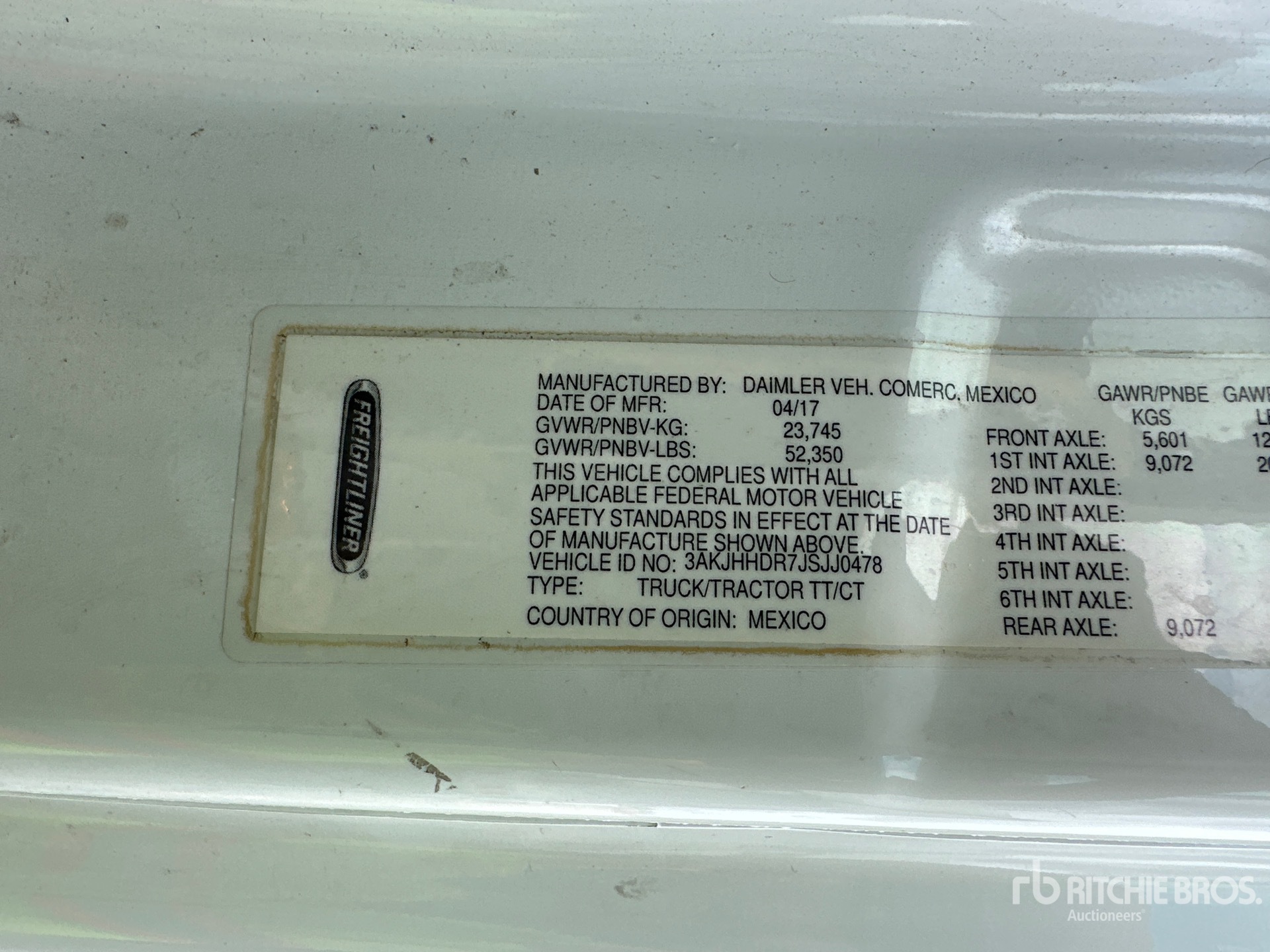 General Appearance with Serial Number / VIN