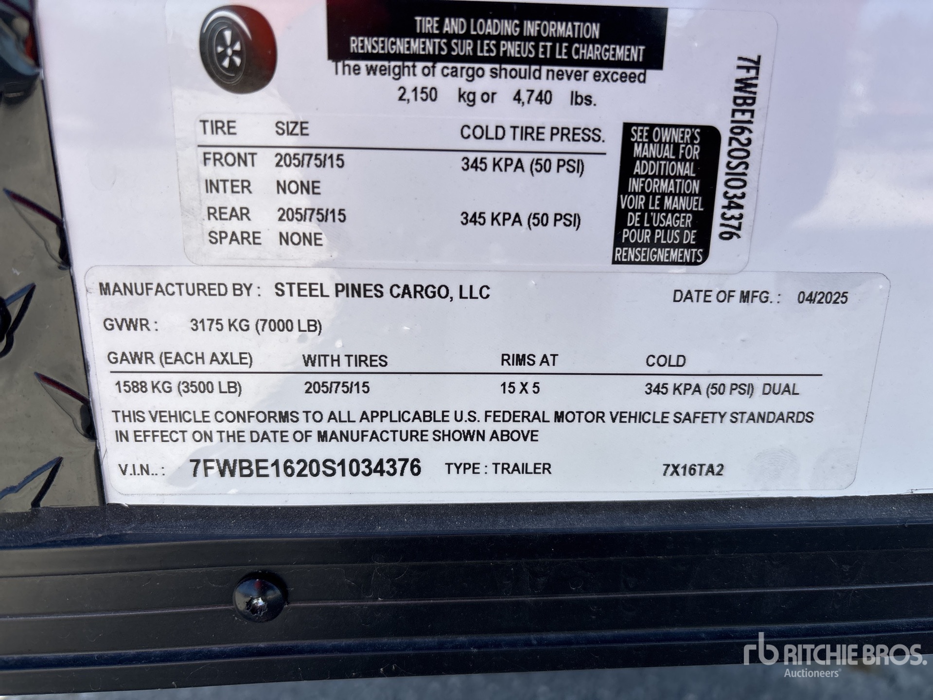 General Appearance with Serial Number / VIN