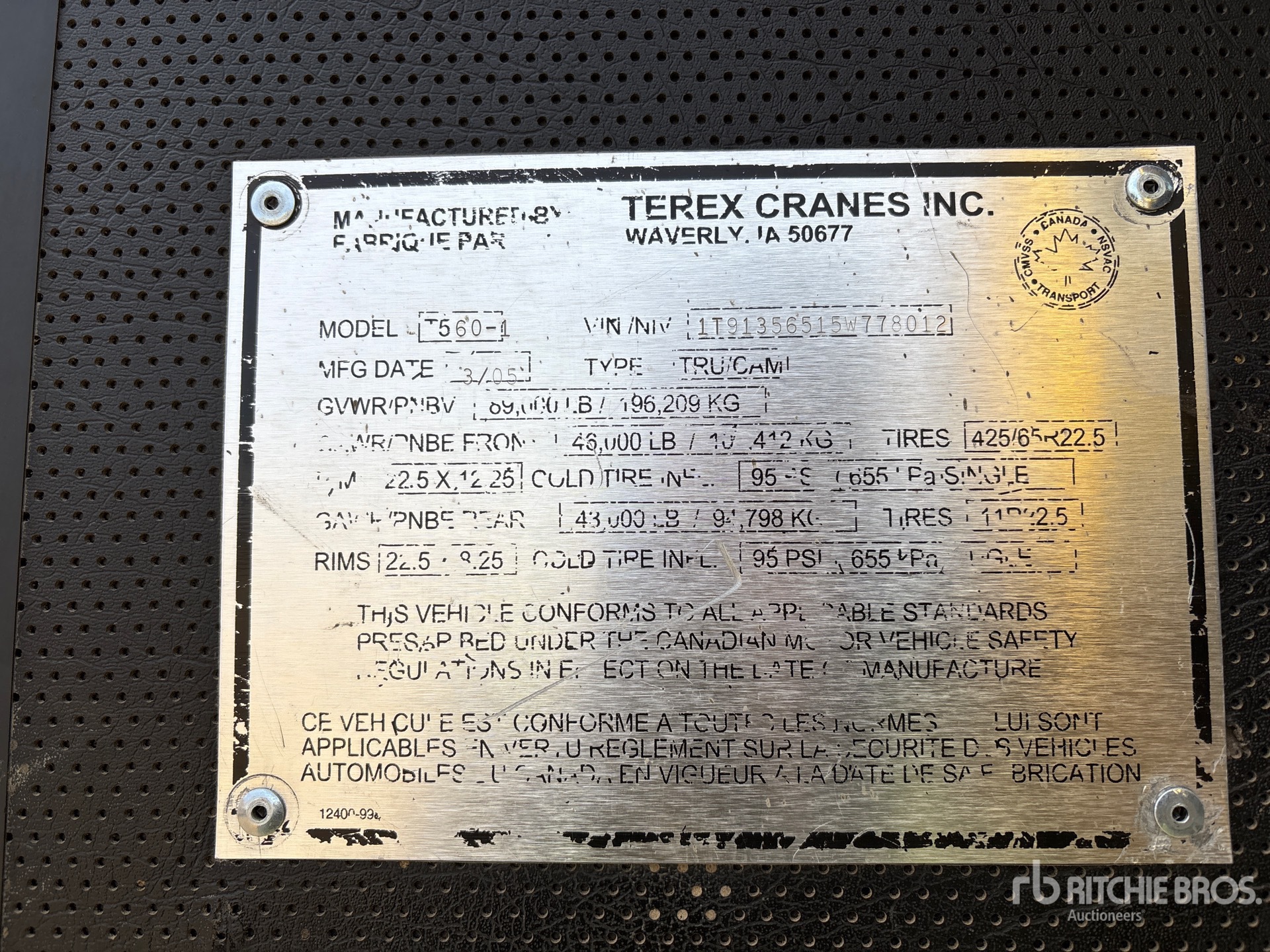 General Appearance with Serial Number / VIN
