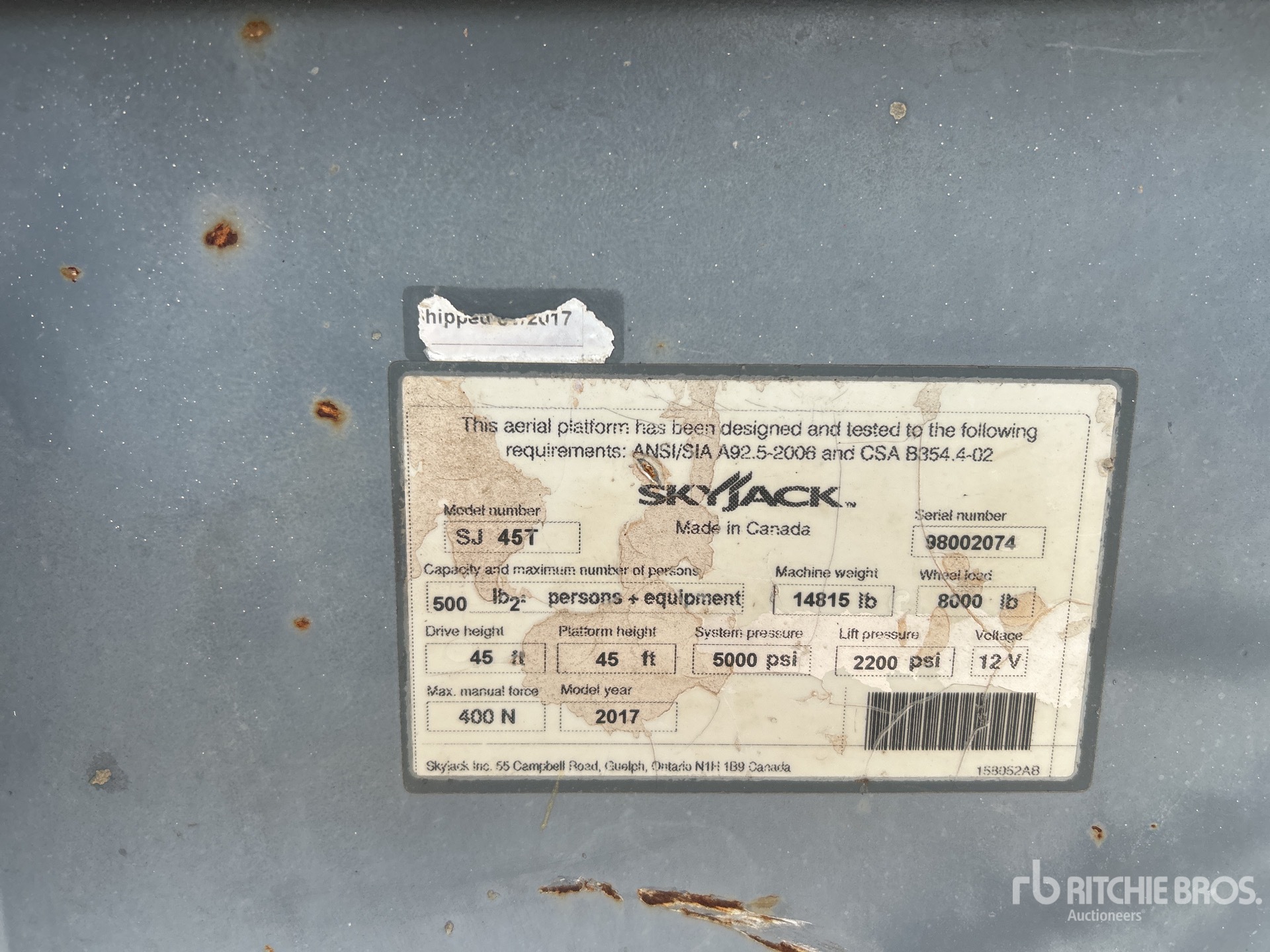General Appearance with Serial Number / VIN