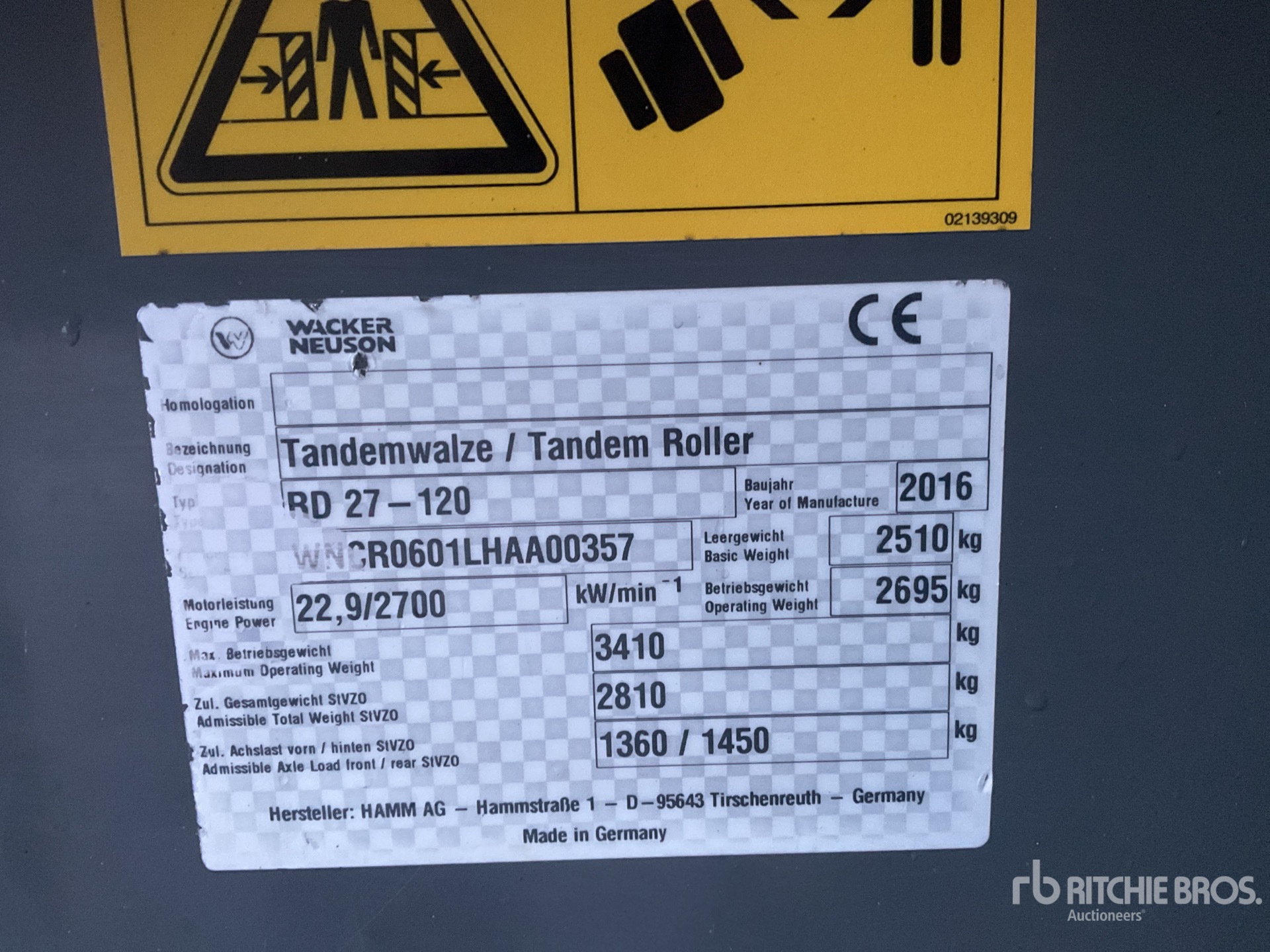 General Appearance with Serial Number / VIN