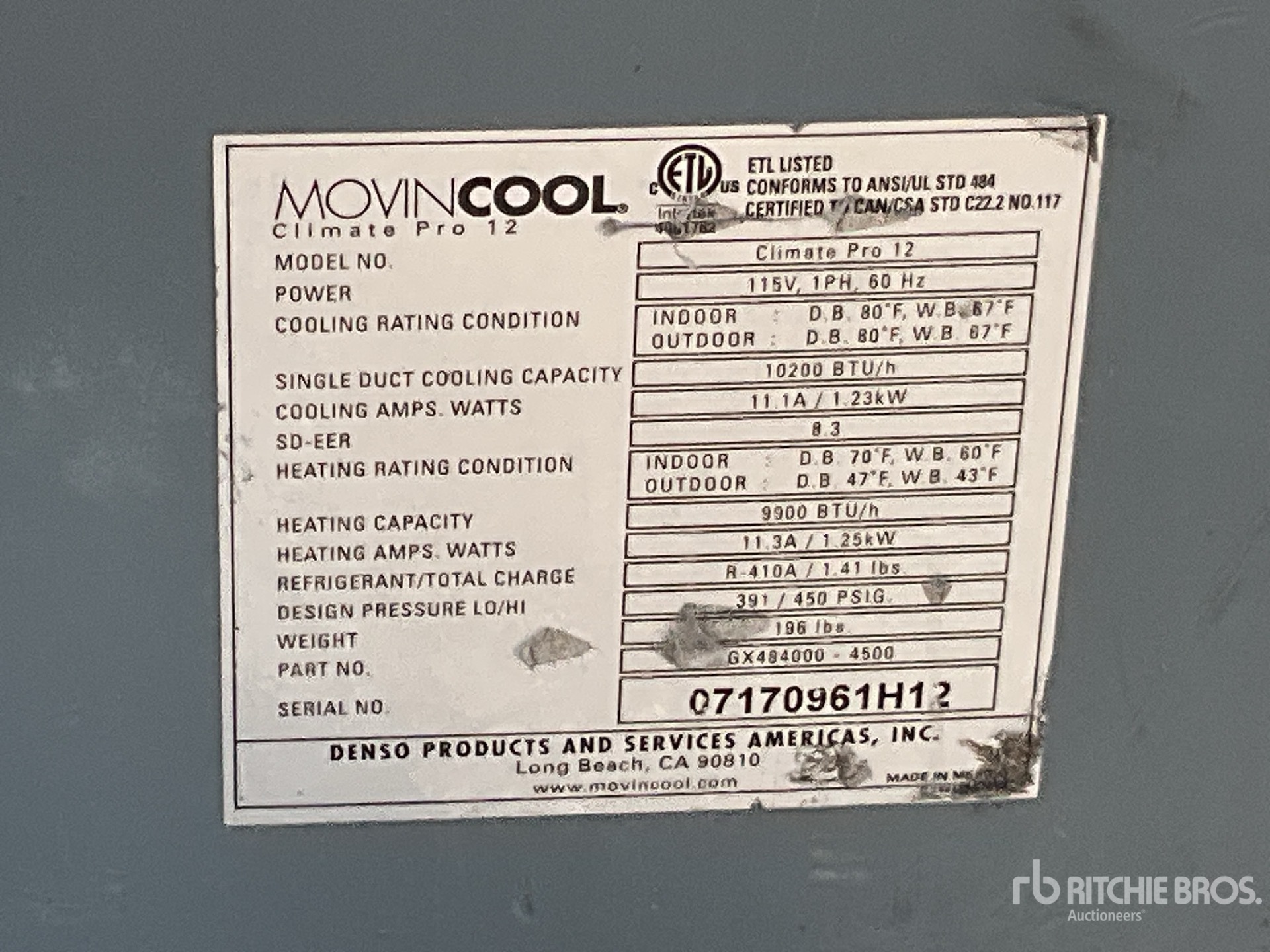 General Appearance with Serial Number / VIN