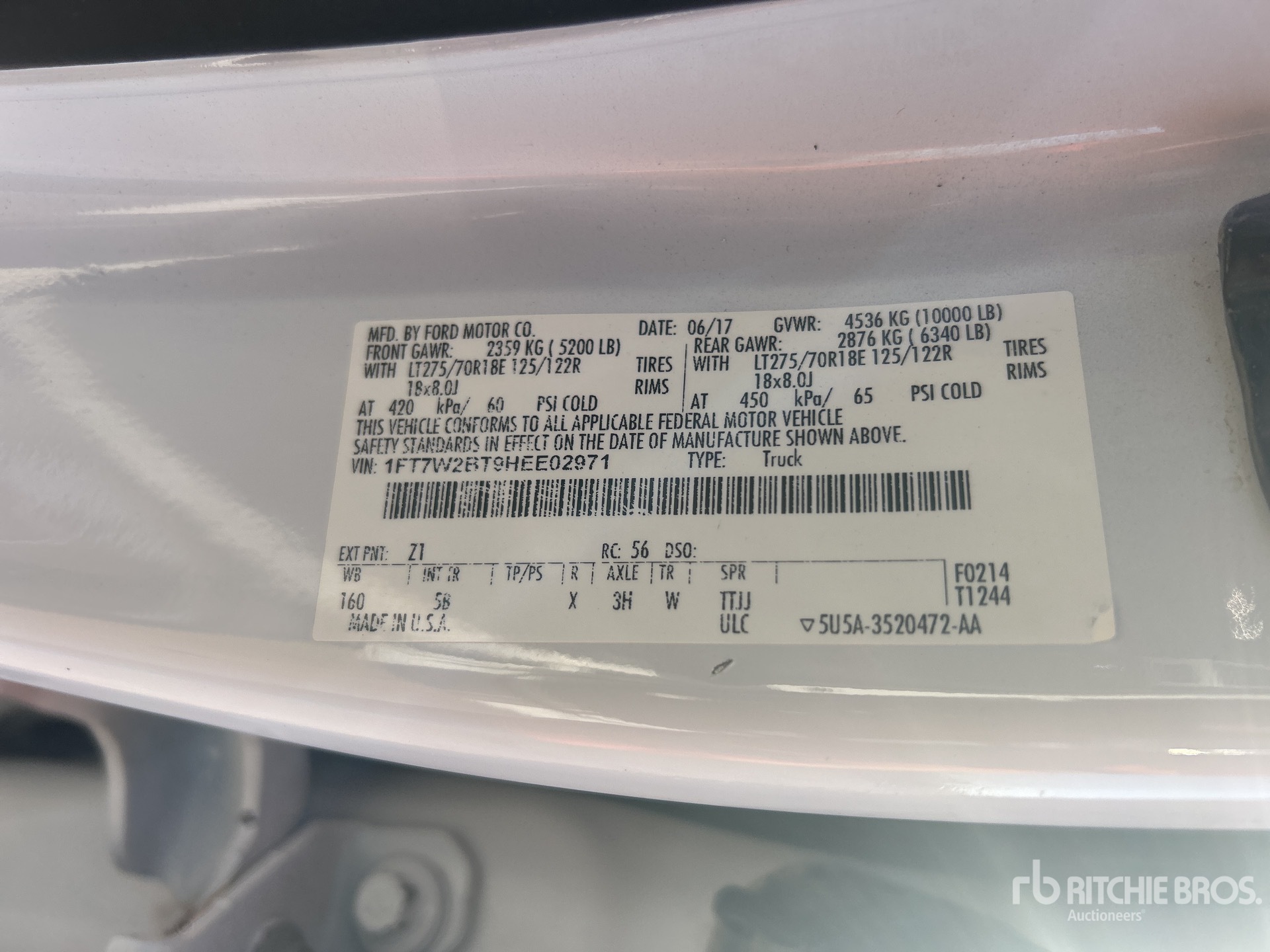 General Appearance with Serial Number / VIN