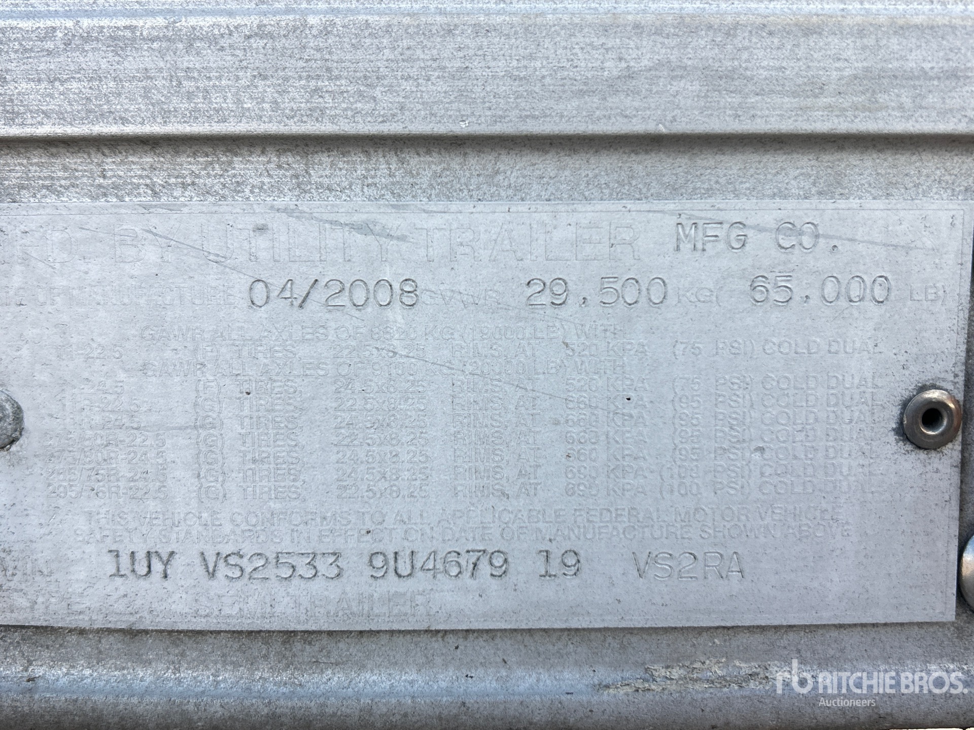 General Appearance with Serial Number / VIN