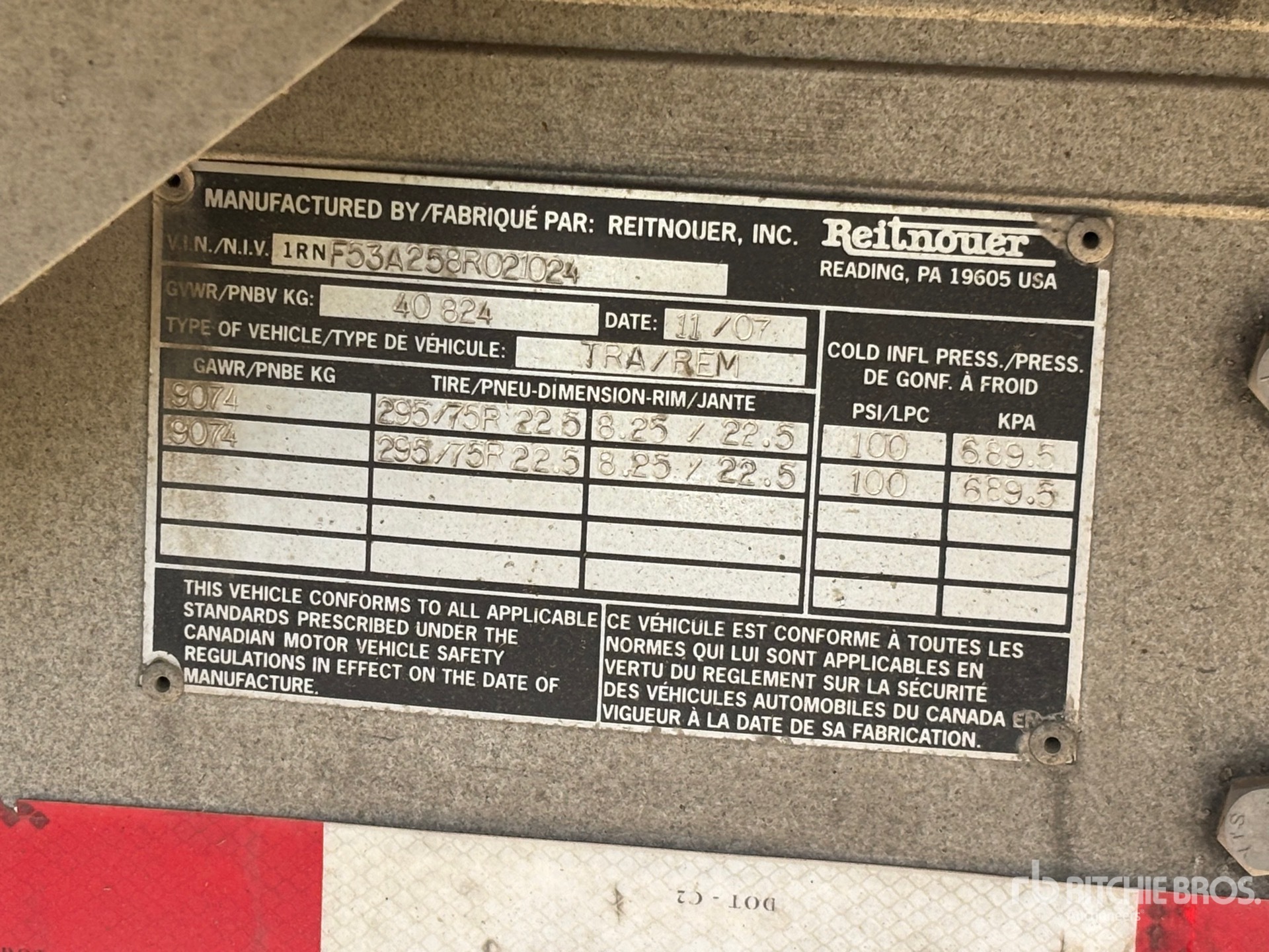 General Appearance with Serial Number / VIN