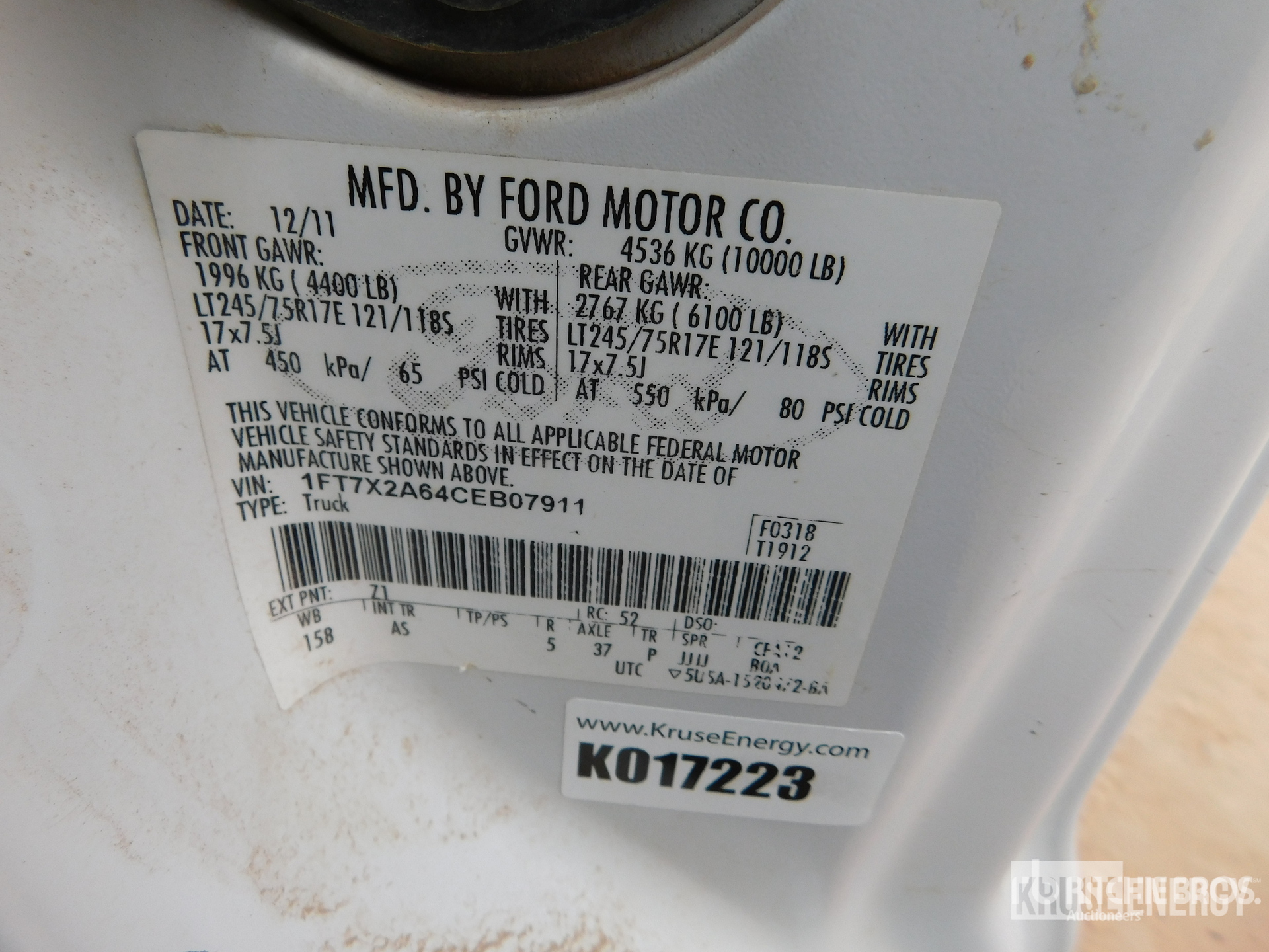 General Appearance with Serial Number / VIN