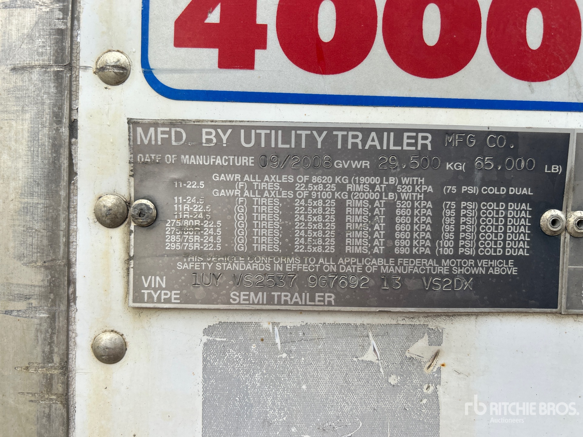 General Appearance with Serial Number / VIN