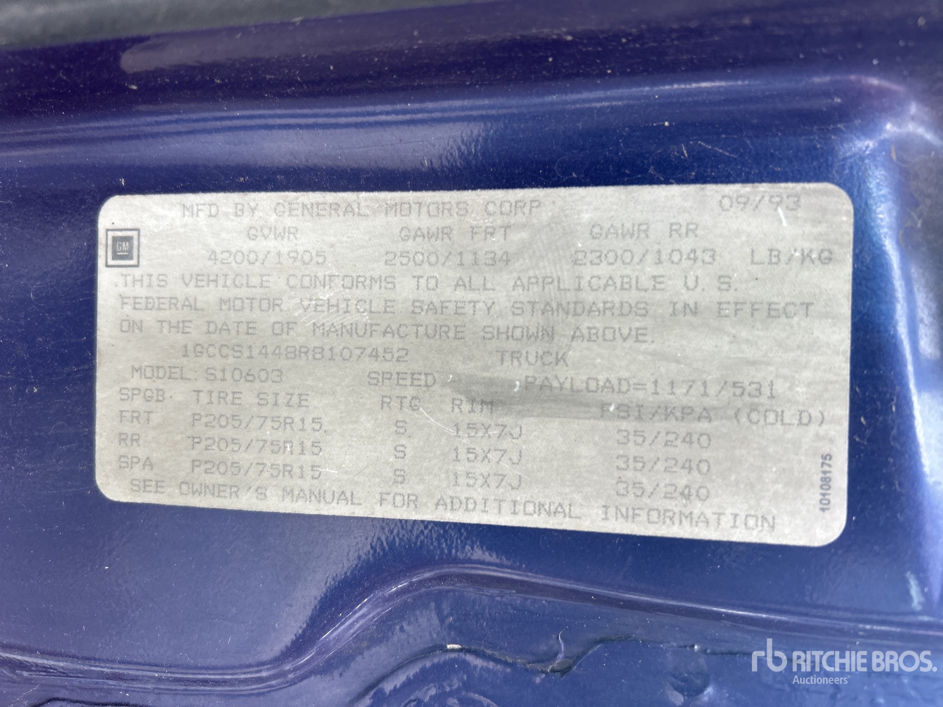 General Appearance with Serial Number / VIN