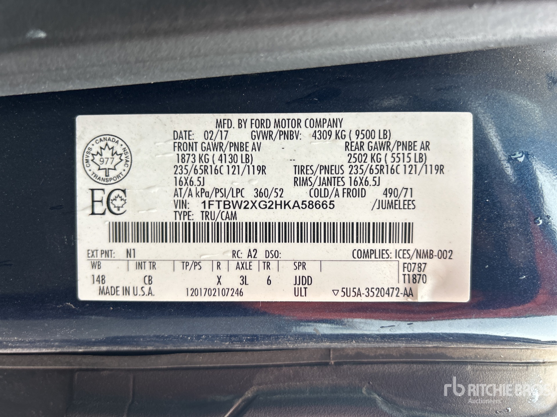 General Appearance with Serial Number / VIN