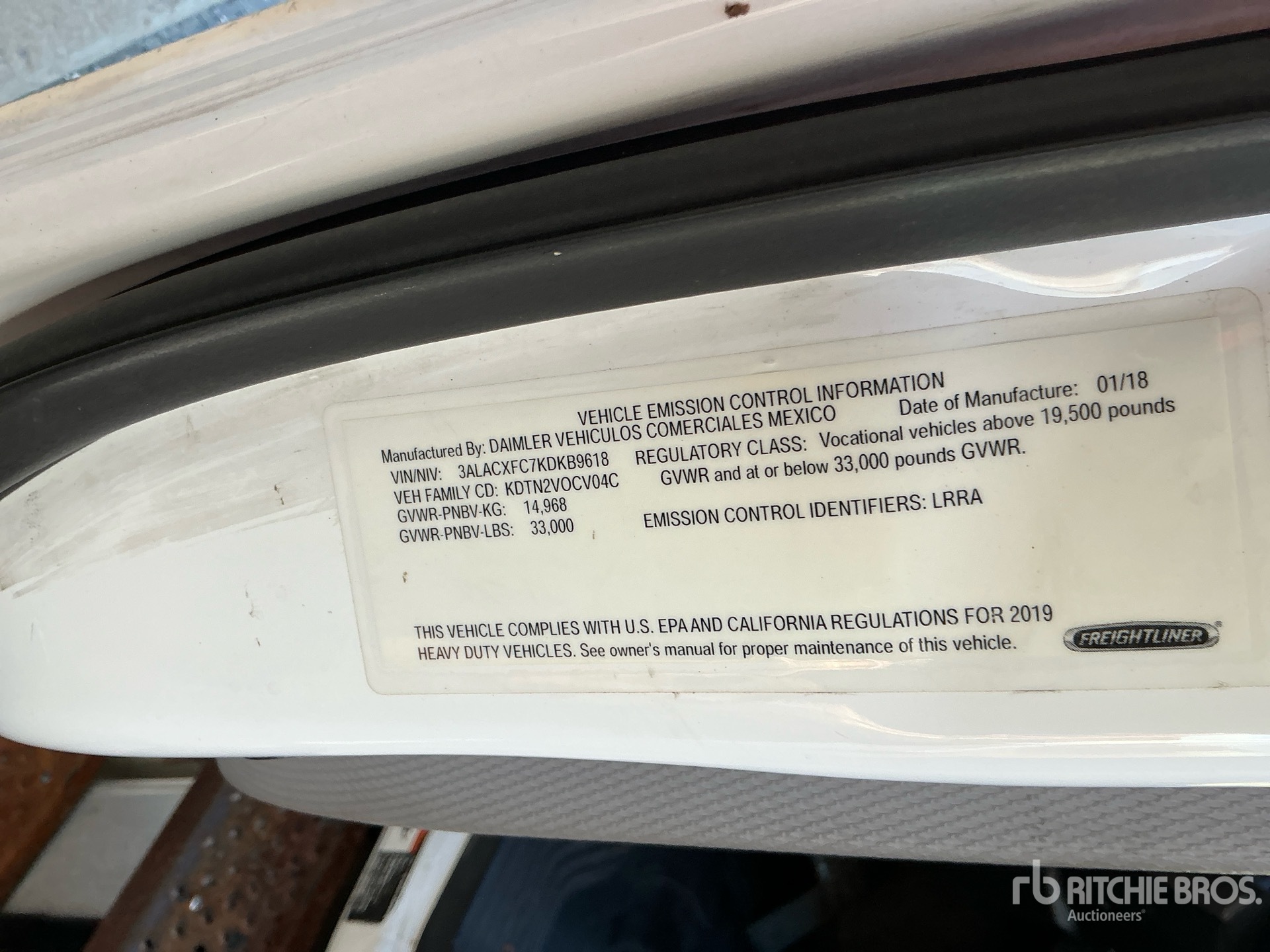 General Appearance with Serial Number / VIN