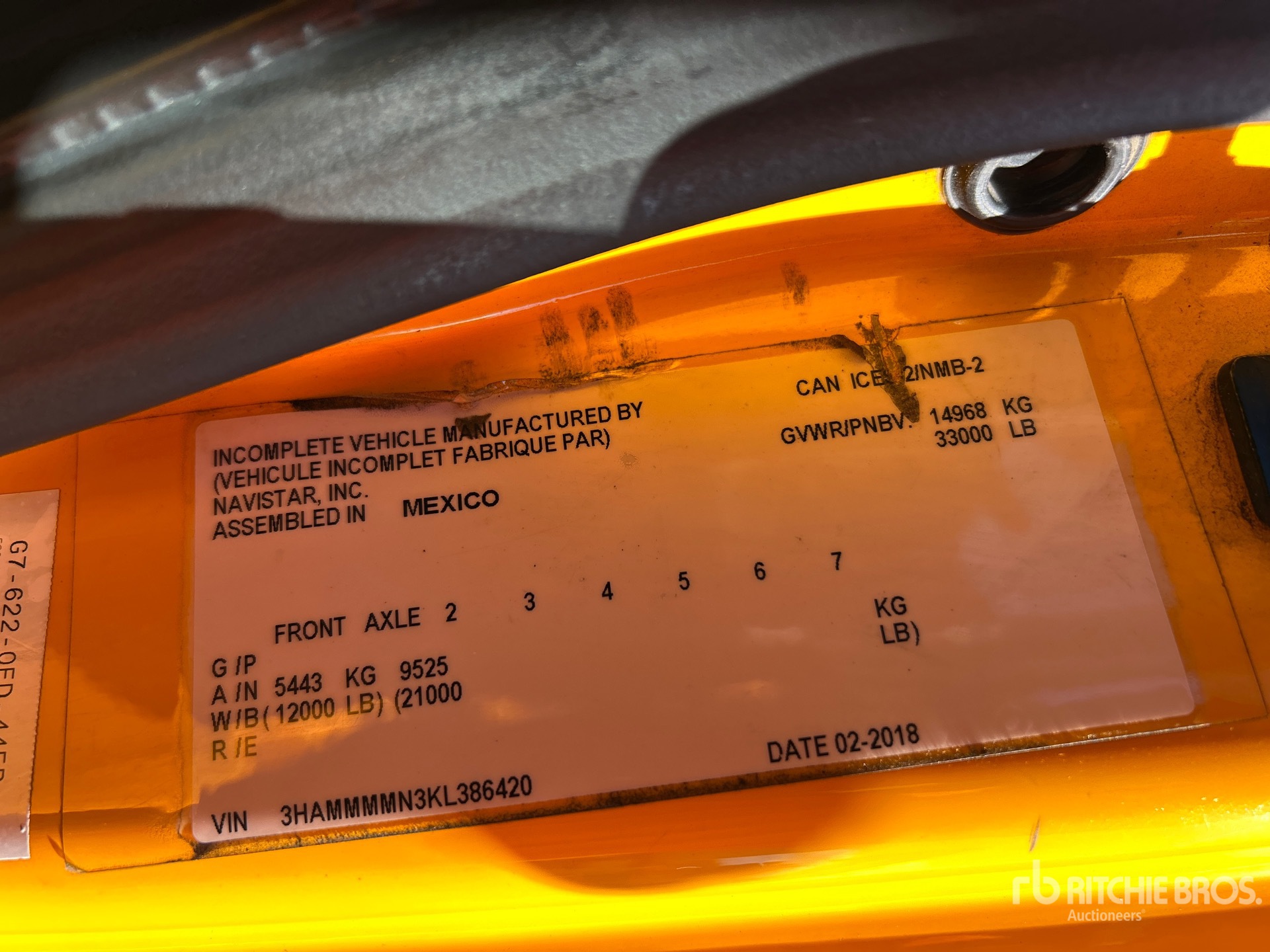General Appearance with Serial Number / VIN