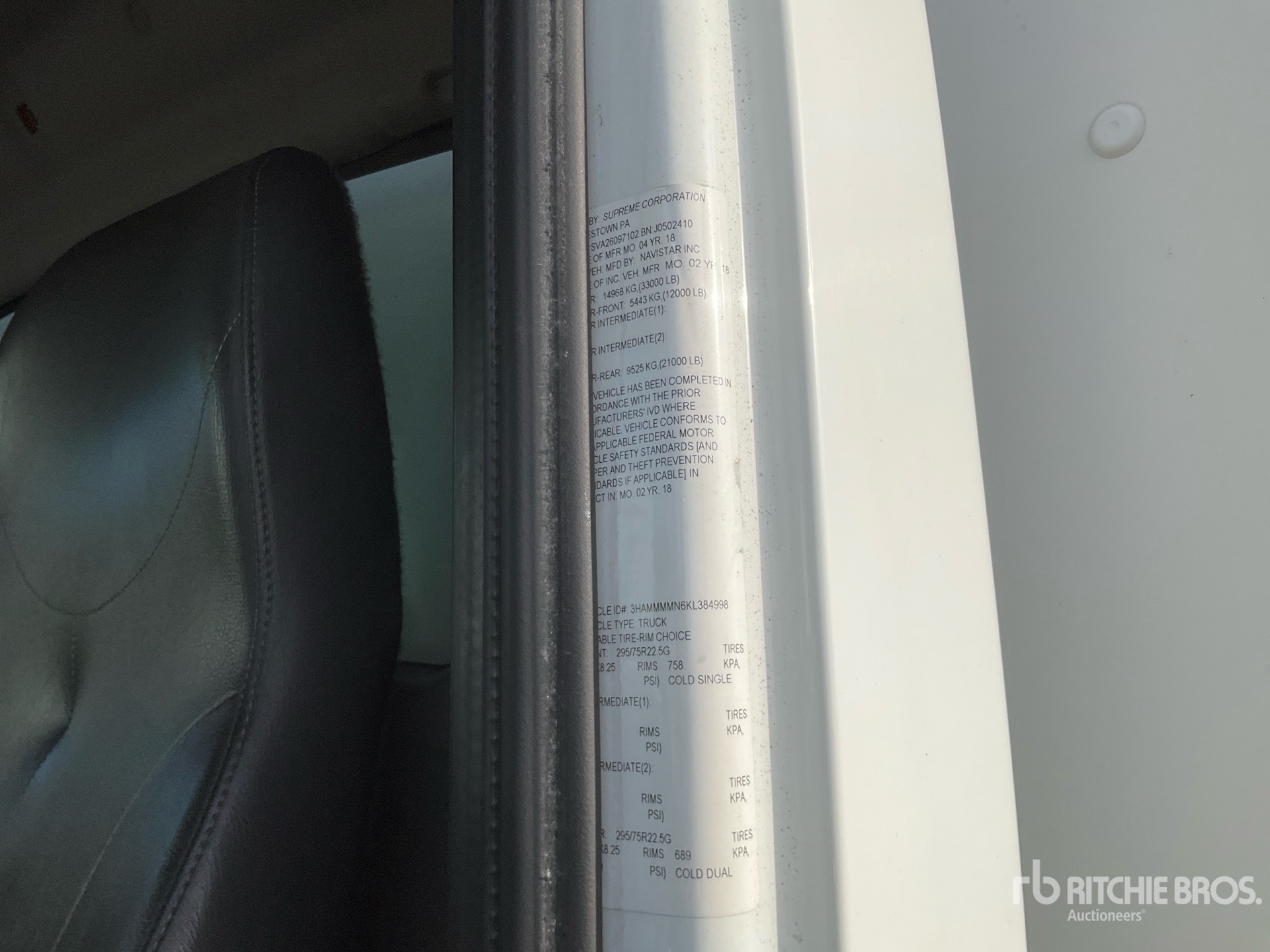 General Appearance with Serial Number / VIN