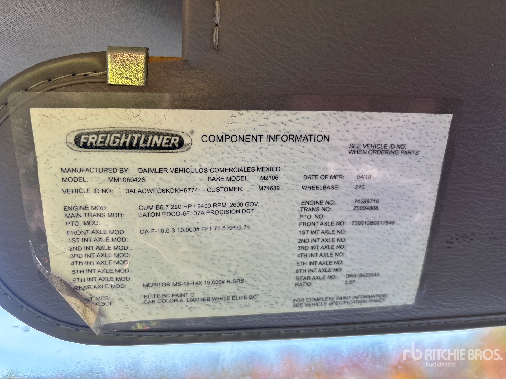 General Appearance with Serial Number / VIN