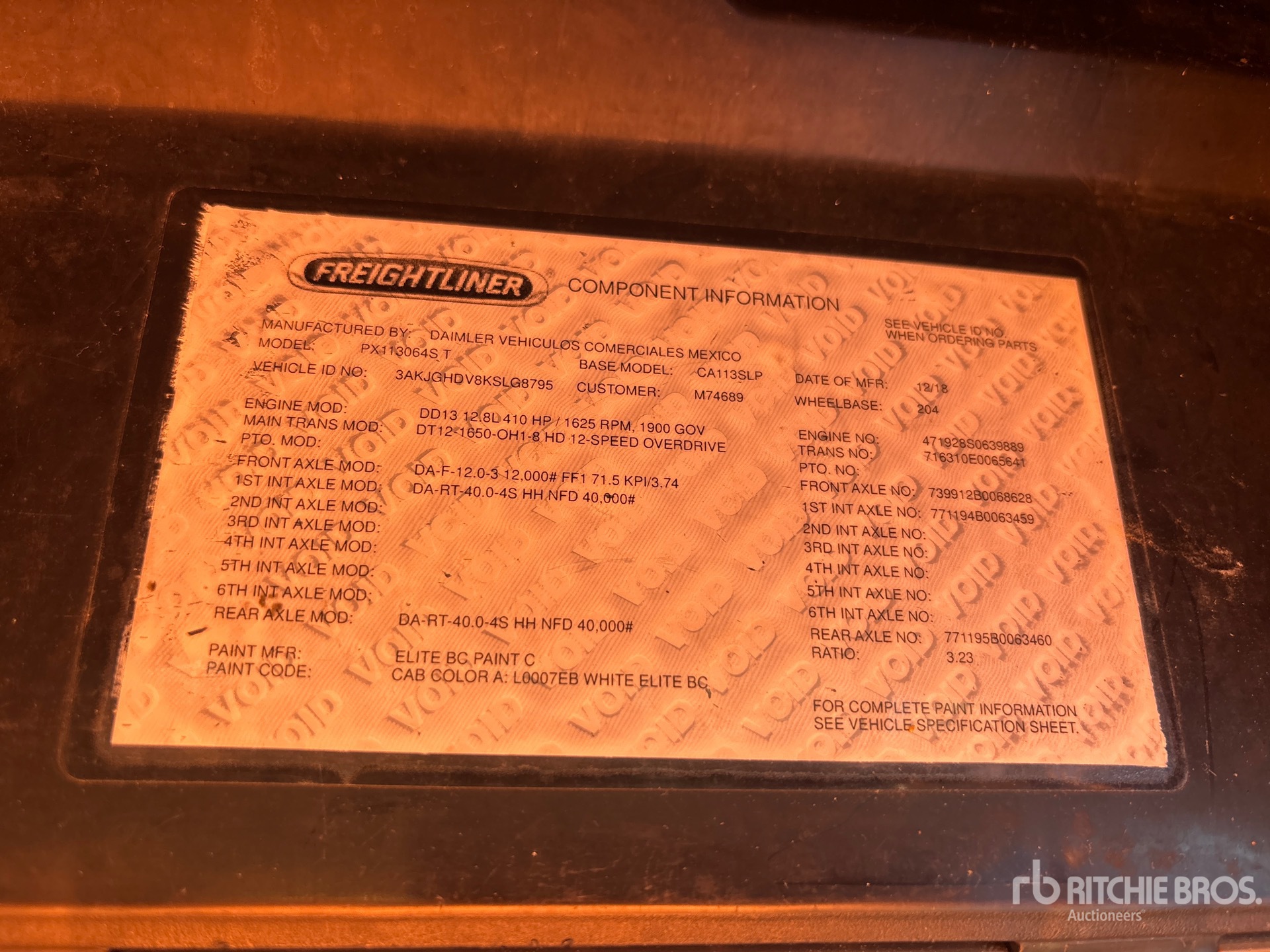 General Appearance with Serial Number / VIN