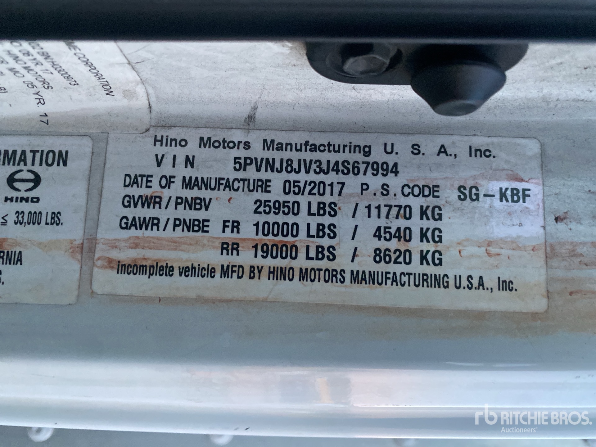 General Appearance with Serial Number / VIN