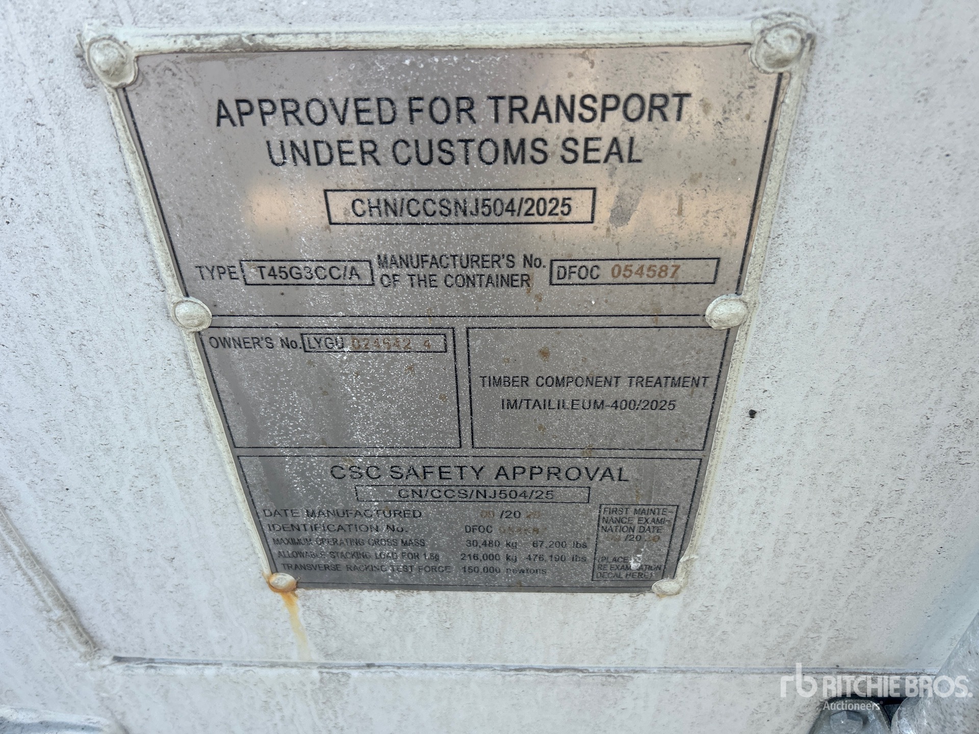 General Appearance with Serial Number / VIN