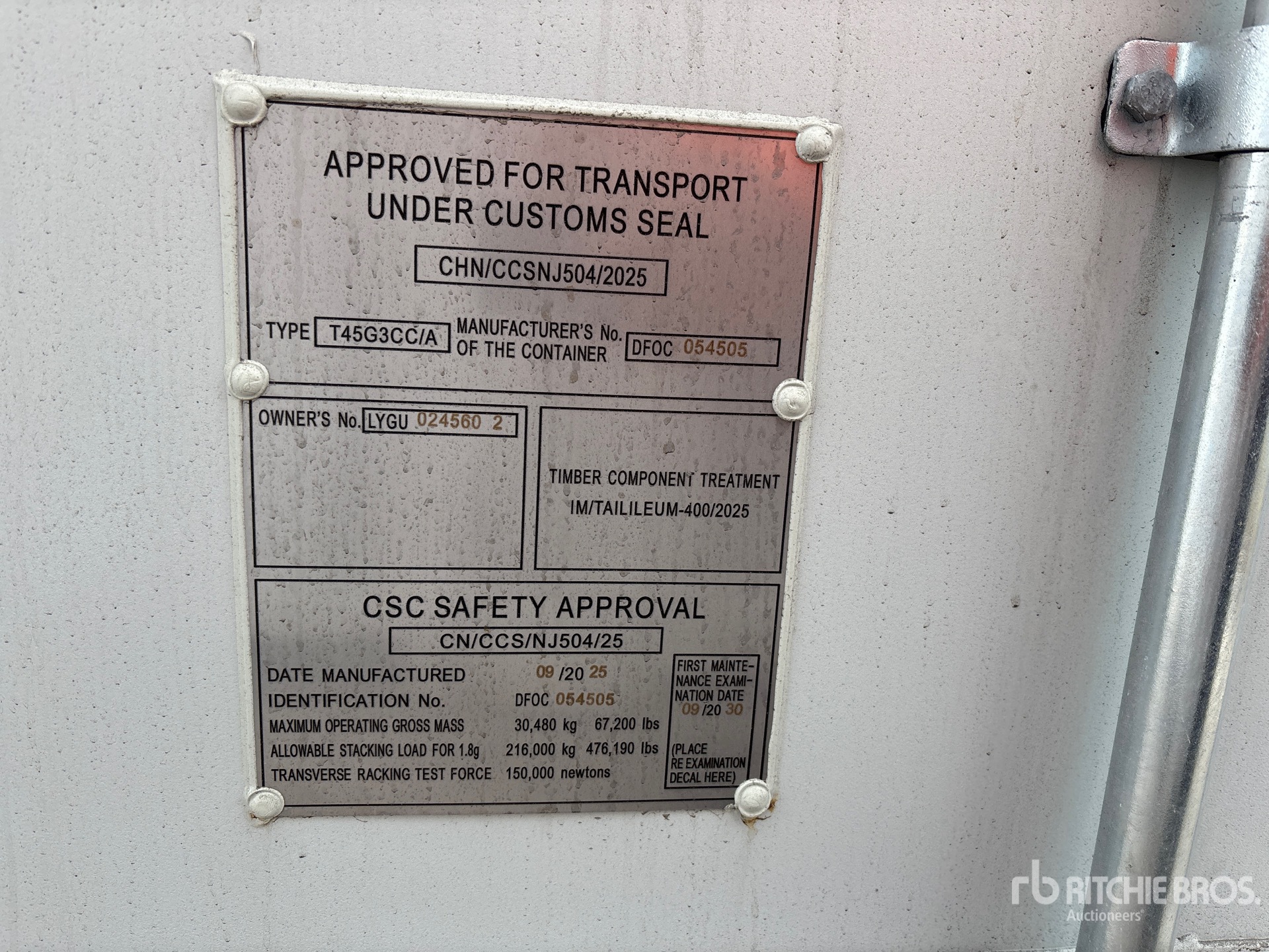 General Appearance with Serial Number / VIN