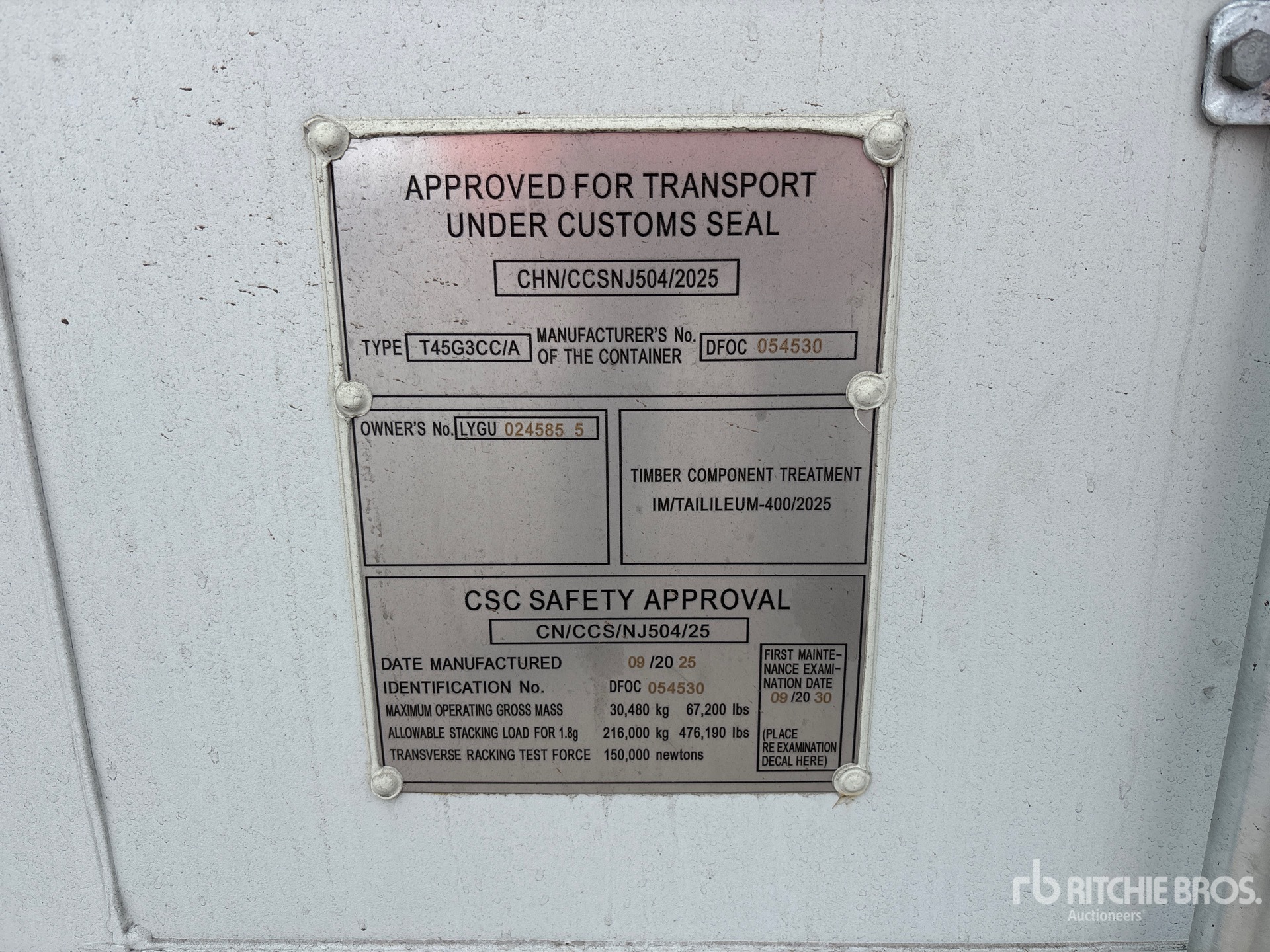 General Appearance with Serial Number / VIN