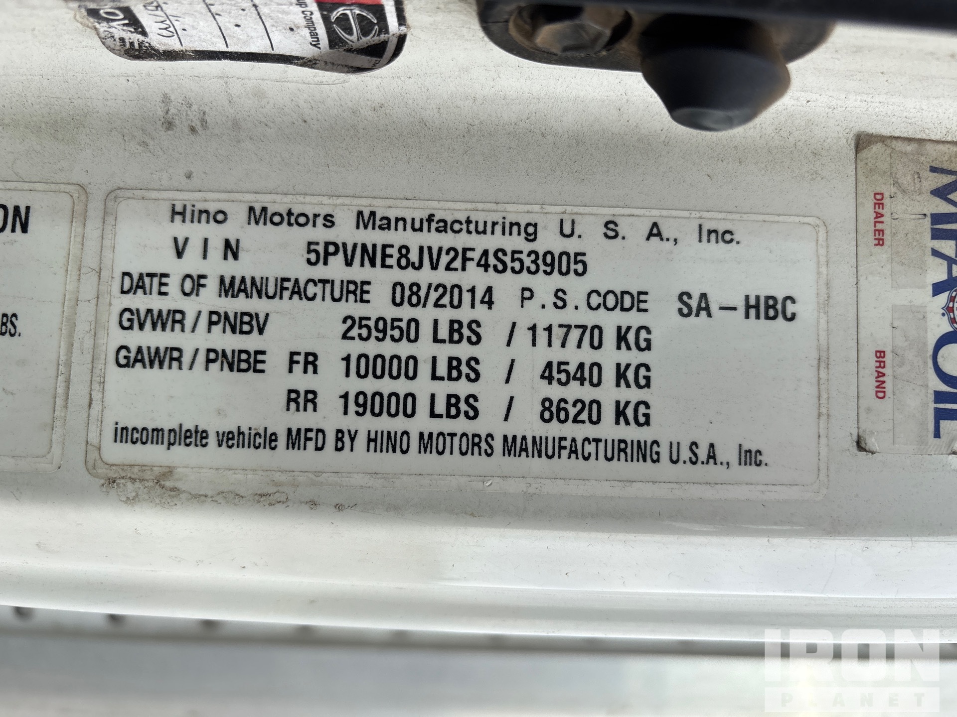 General Appearance with Serial Number / VIN