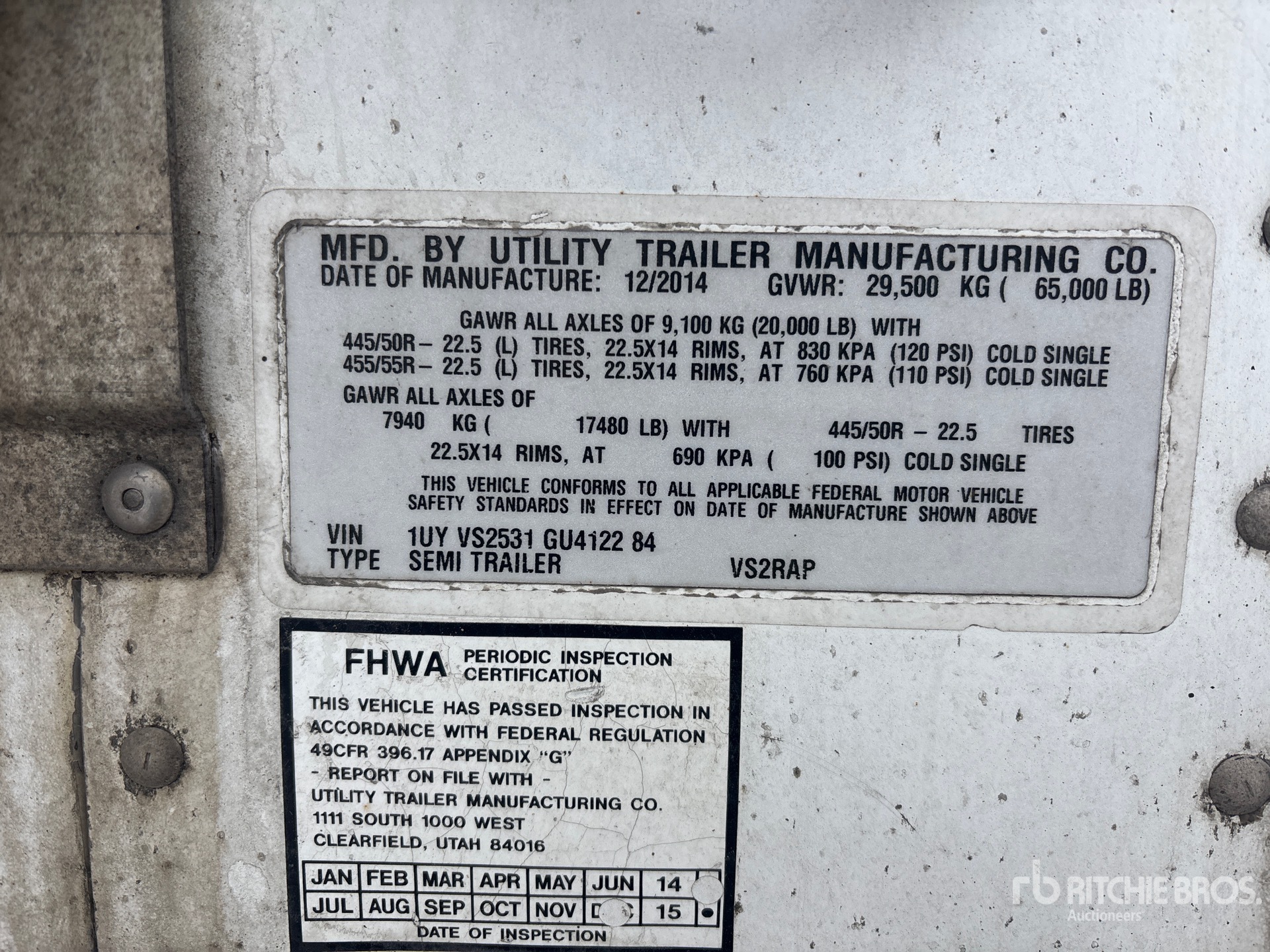 General Appearance with Serial Number / VIN