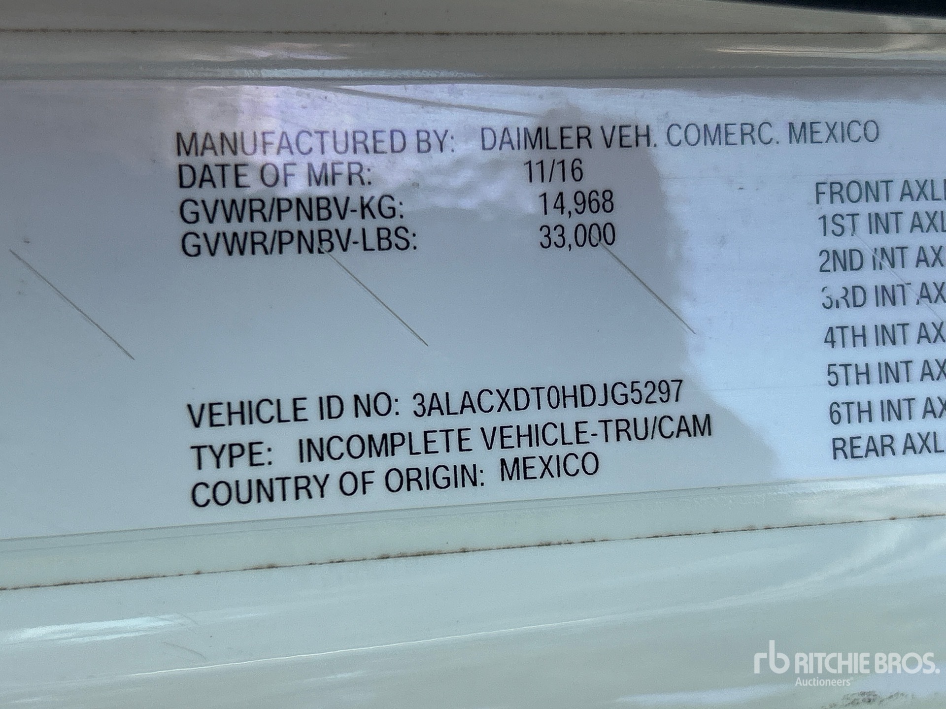 General Appearance with Serial Number / VIN